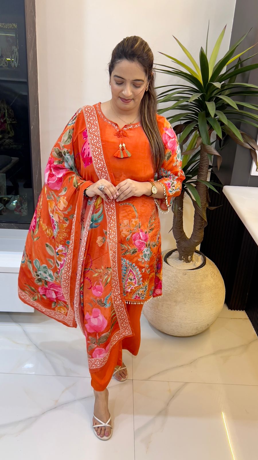 Stylish A-Line Dress in Russian Crepe – Casual & Party Wear for Women