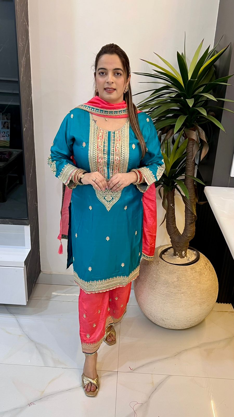 Paper Silk Suit with Hand Embroidery