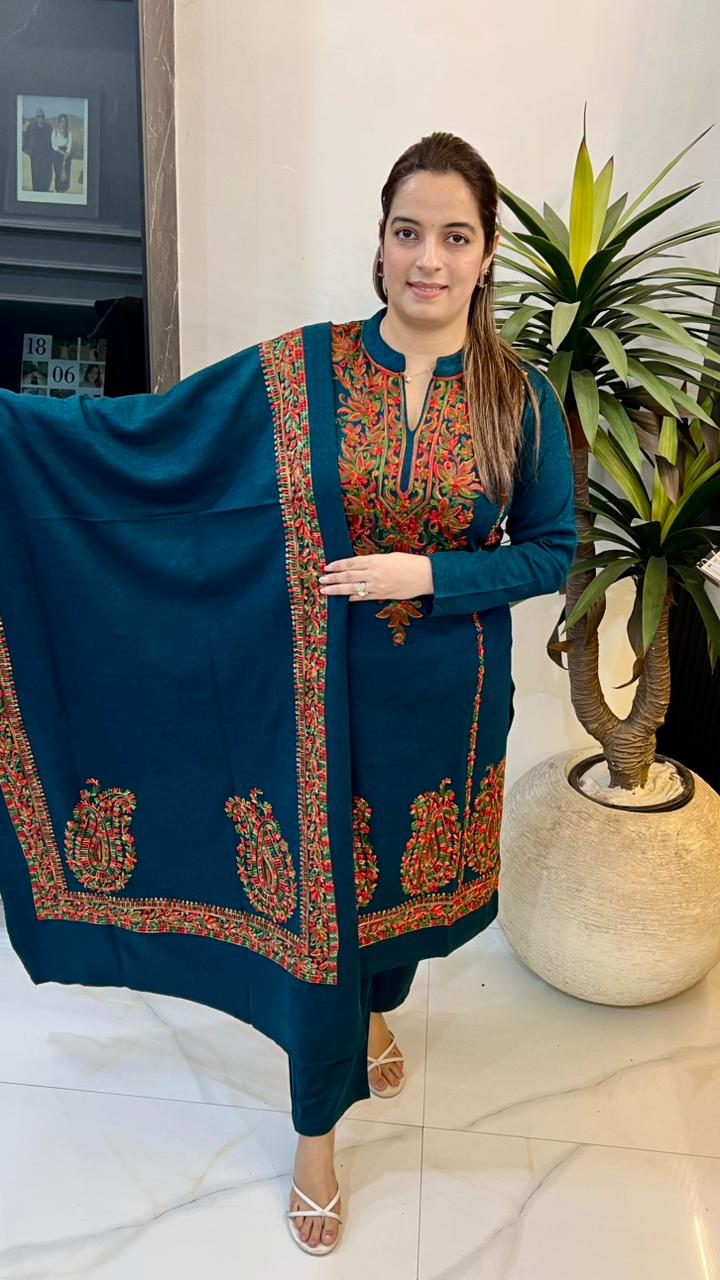 Pure Kashmiri Woolen Suit with Embroidery