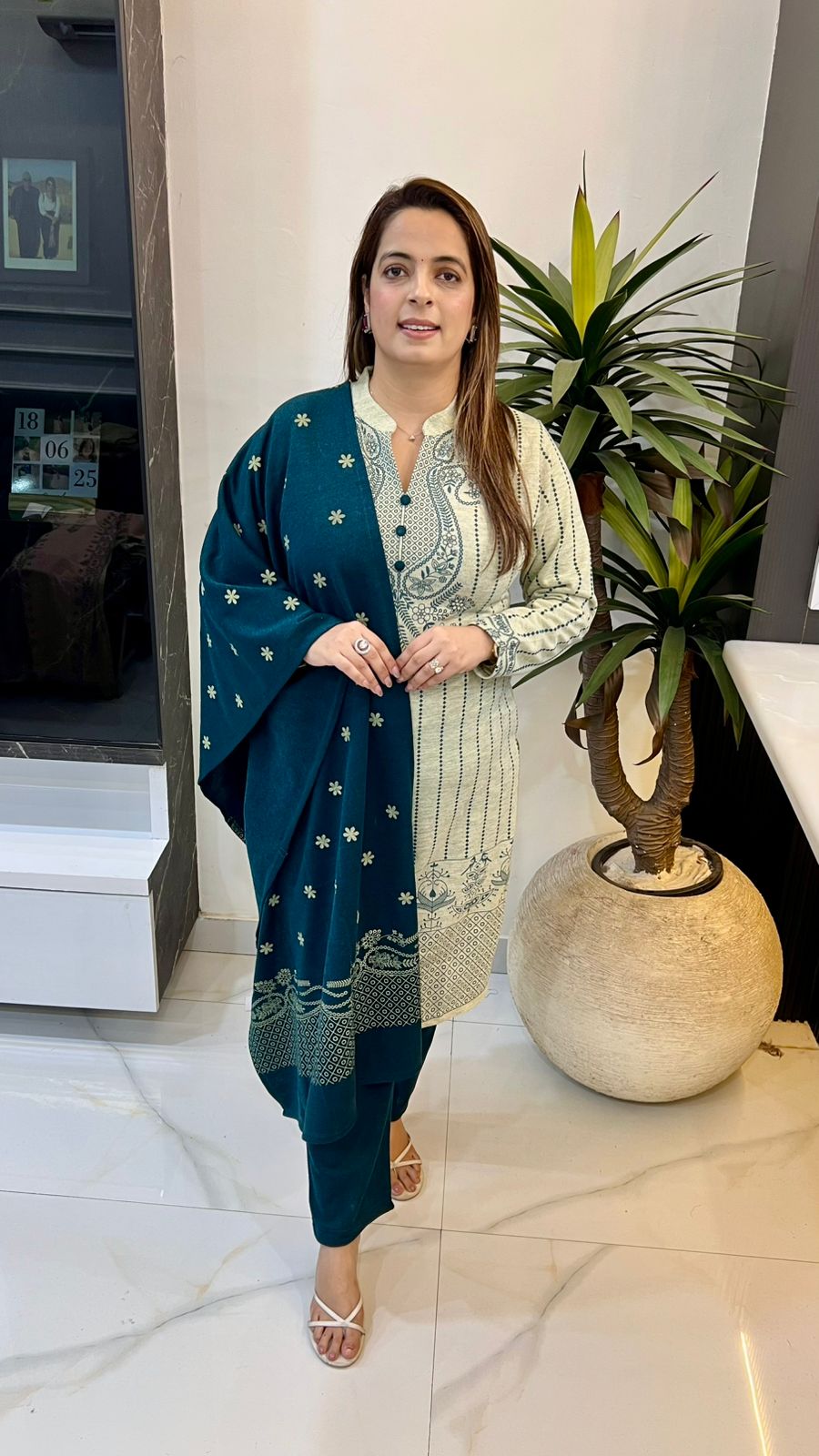 Premium Woolen Suit with Kashmiri Kadhai Embroidery