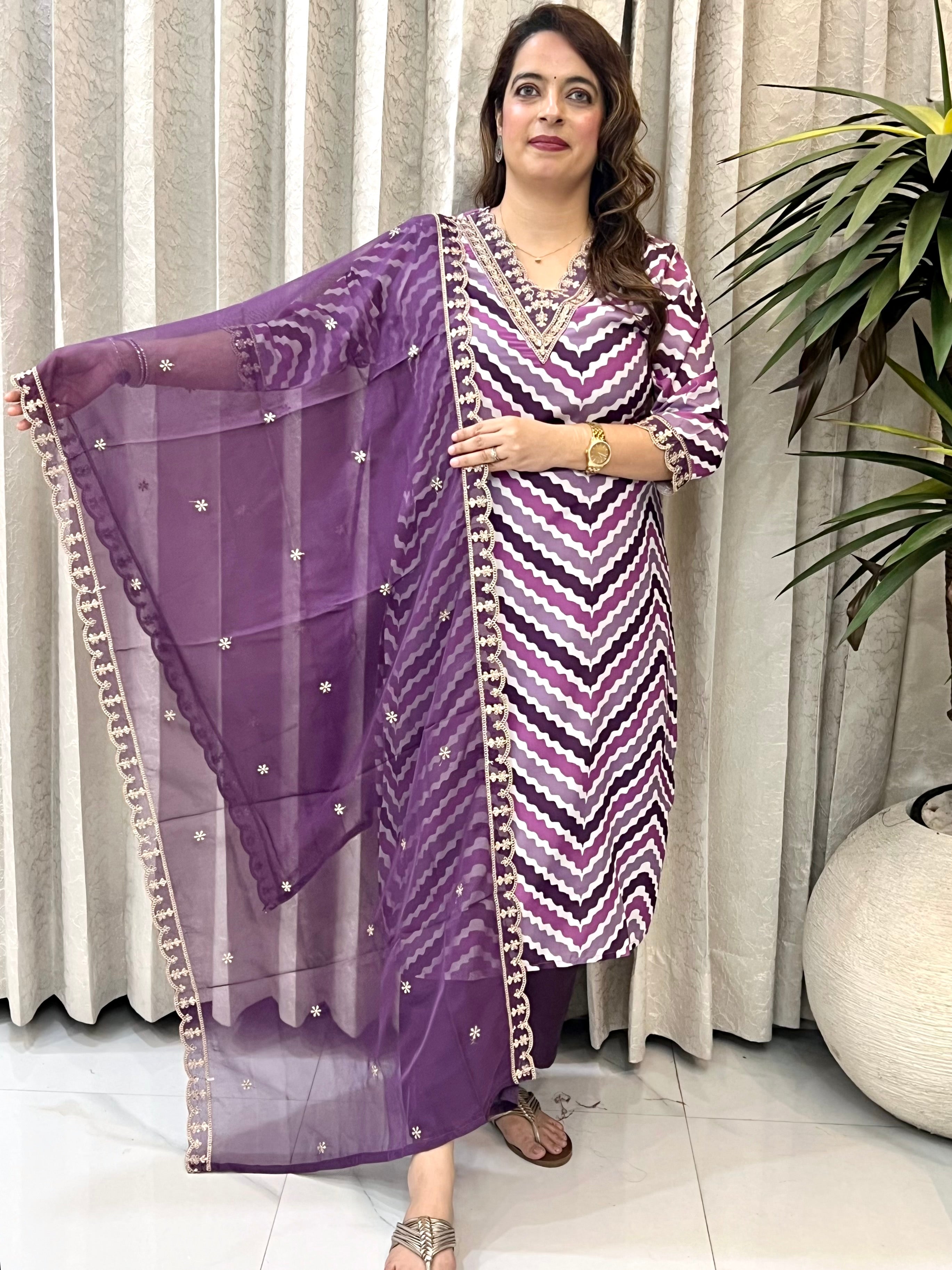 Premium Cotton Muslin Leheriya Suit