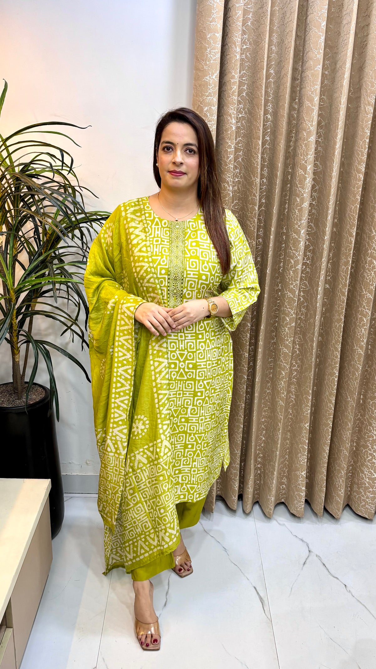 Pure Cotton Silk Boutique Print Suit with Hand Embroidery & Mul Chanderi Dupatta
