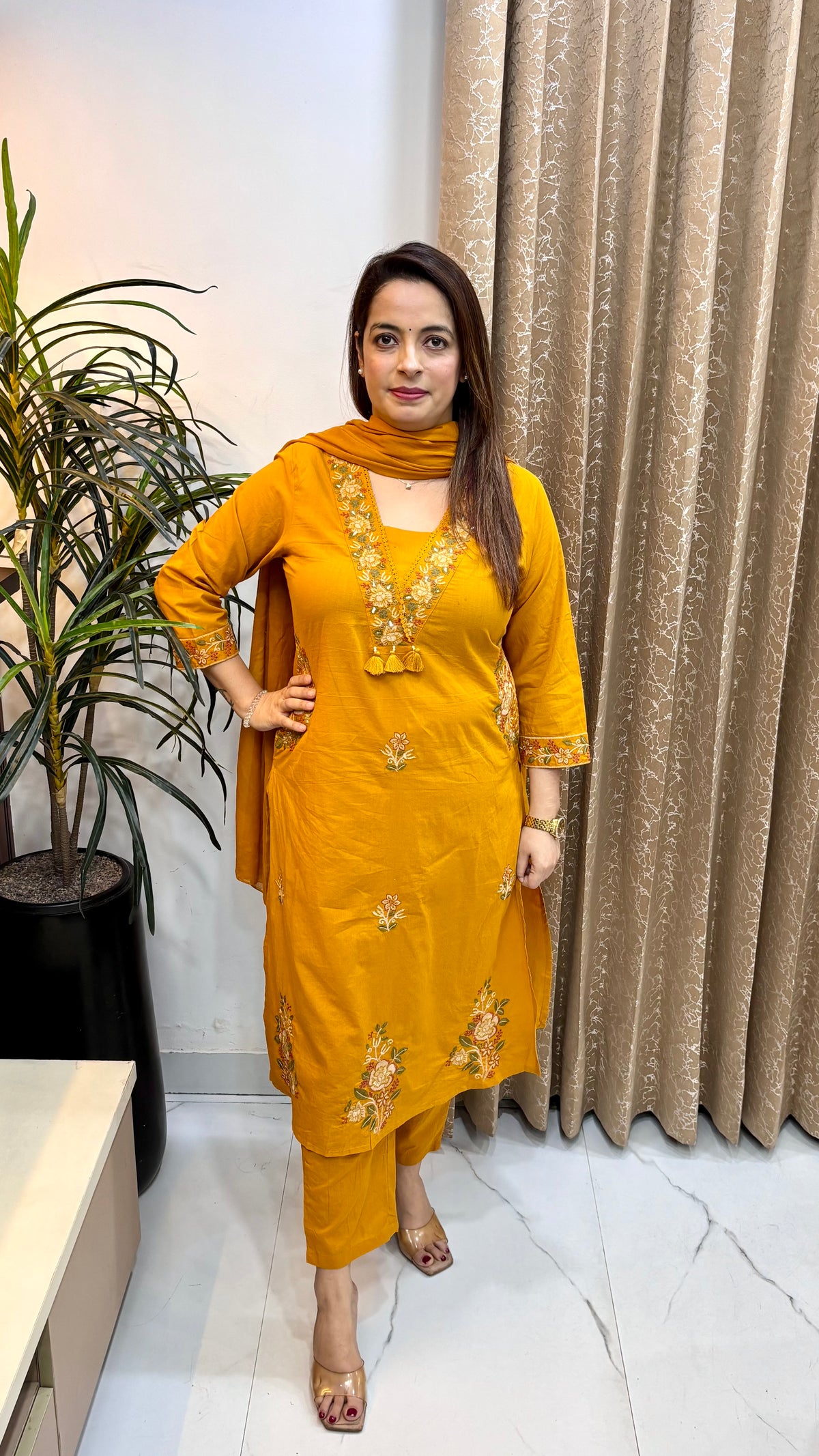 Pure Mulmul Cotton Lucknawi Suit with Cotton Lining & Matching Dupatta