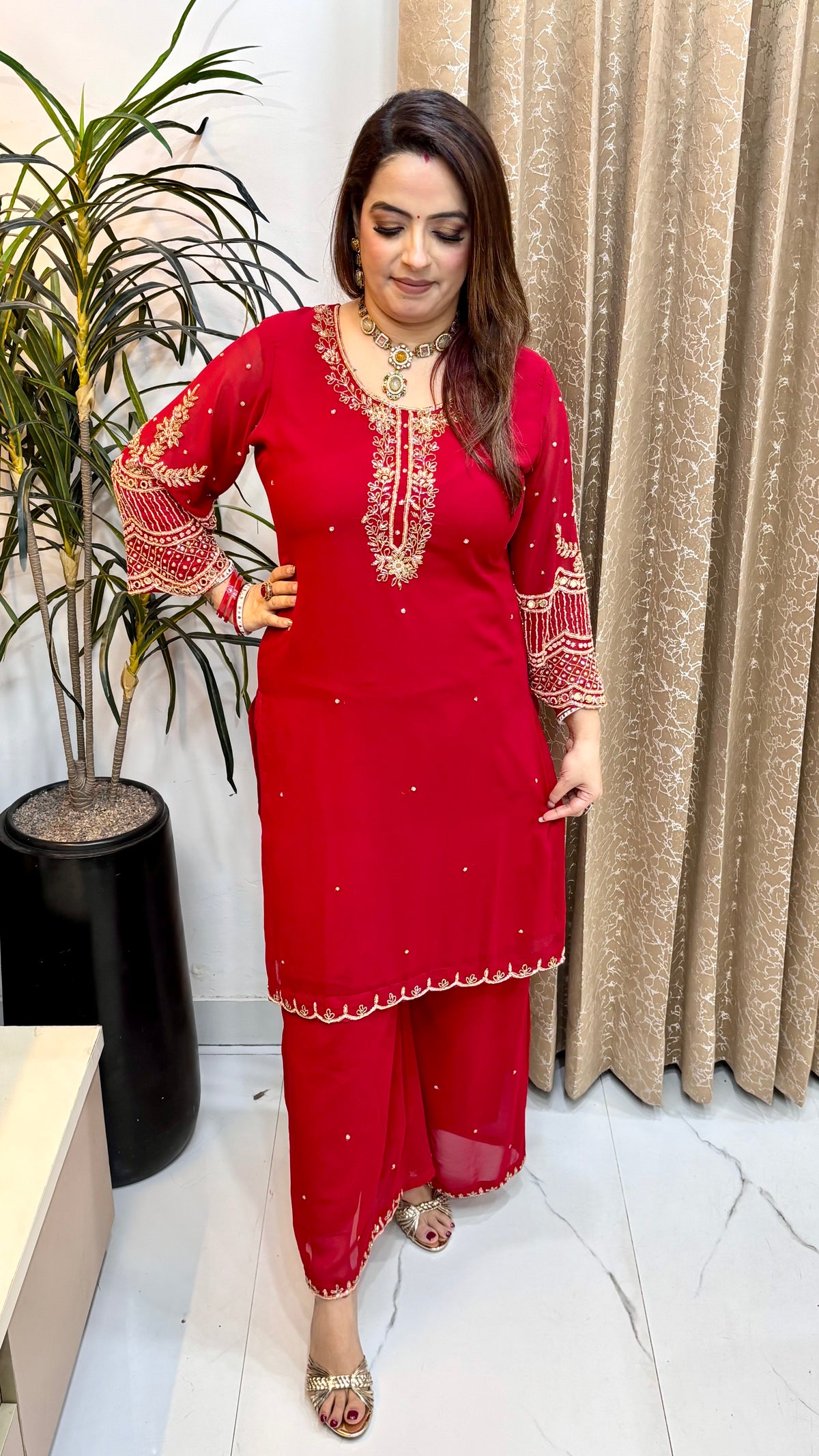 Premium Pure Georgette 3-Piece Suit Set | Elegant Ethnic Wear