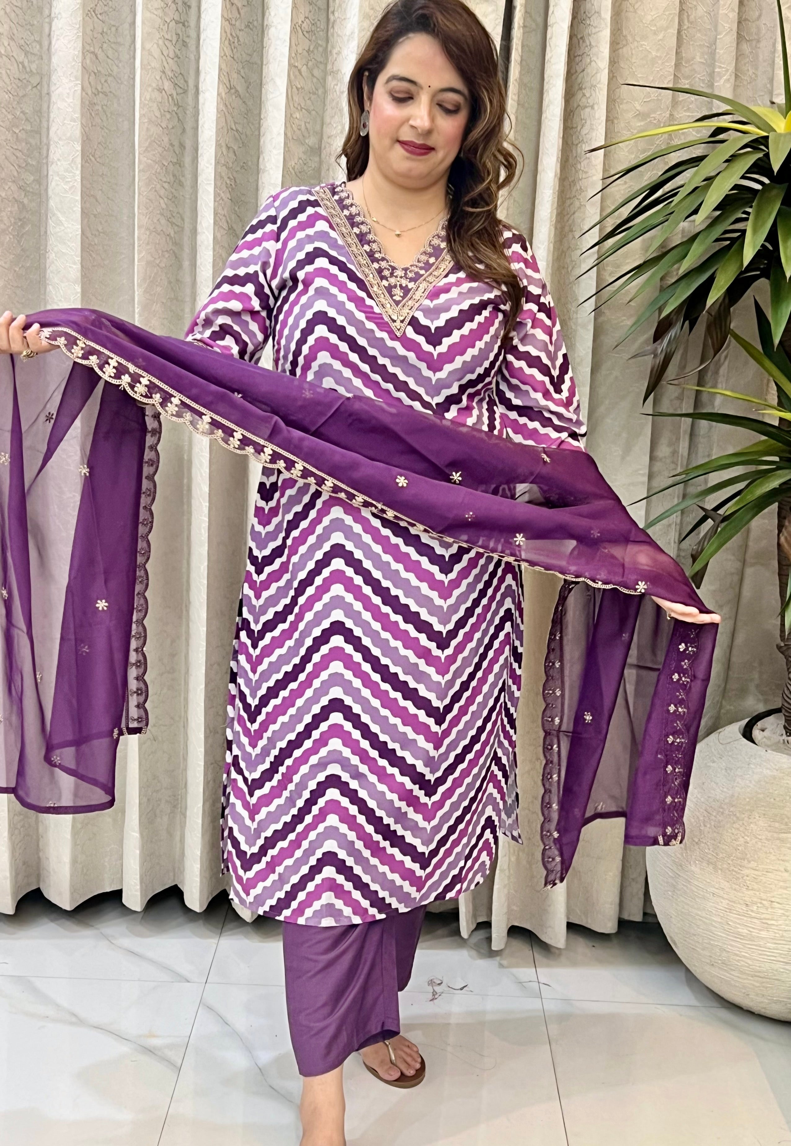 Premium Cotton Muslin Leheriya Suit