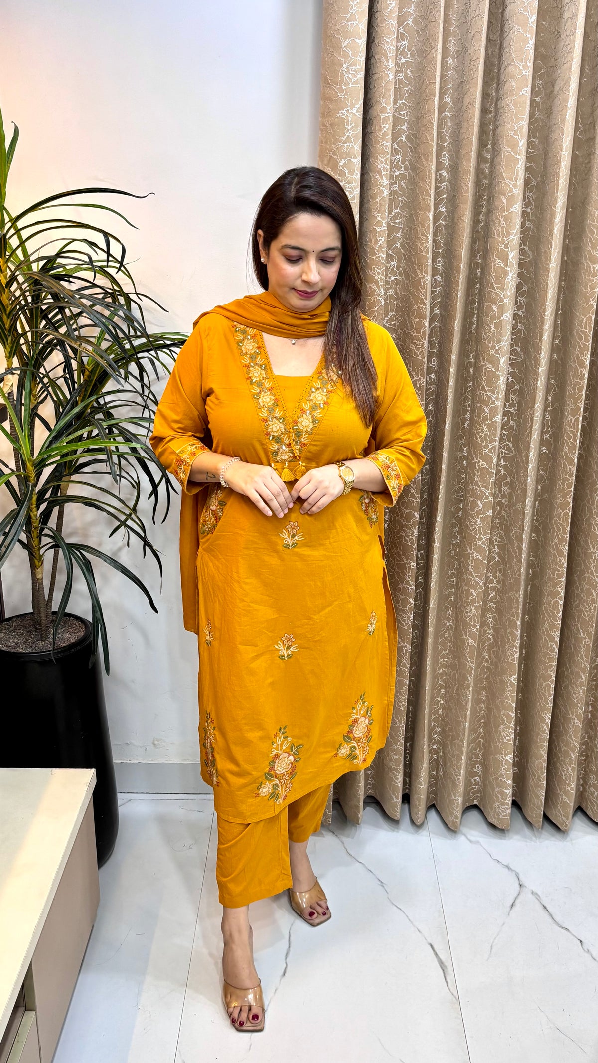 Pure Mulmul Cotton Lucknawi Suit with Cotton Lining & Matching Dupatta