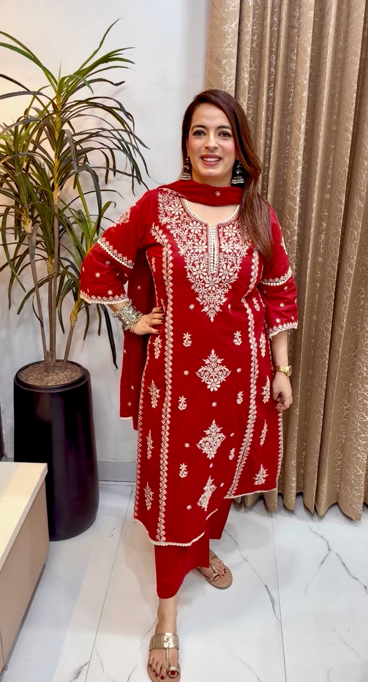 Artisanal Comfort: Premium Cotton 3-Piece Suit Set with Embroidery & Pure Mulmul Dupatta