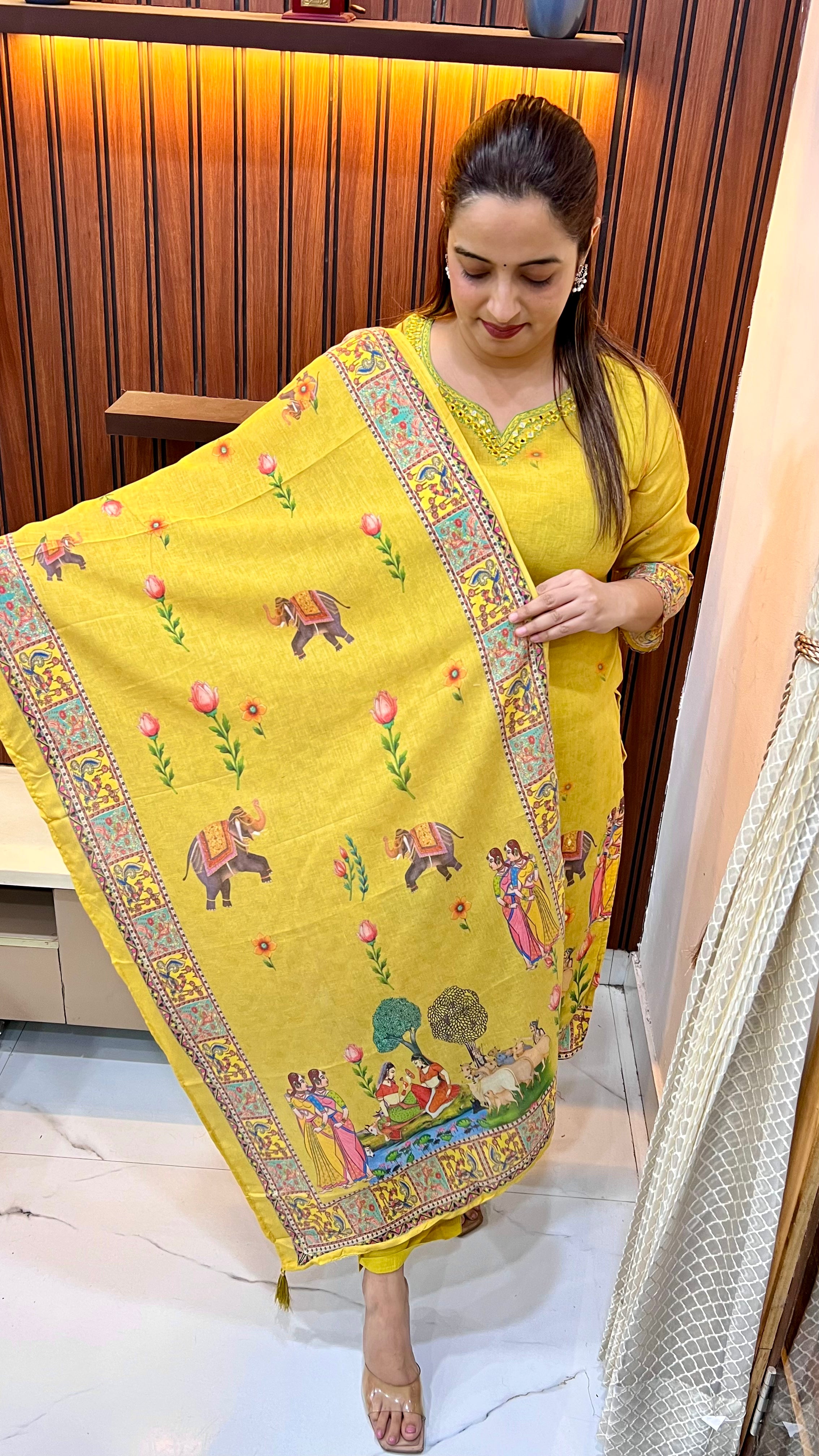 Premium Mul Cotton Suit with Mirror & Hand Embroidery & Figure Print Work ✨