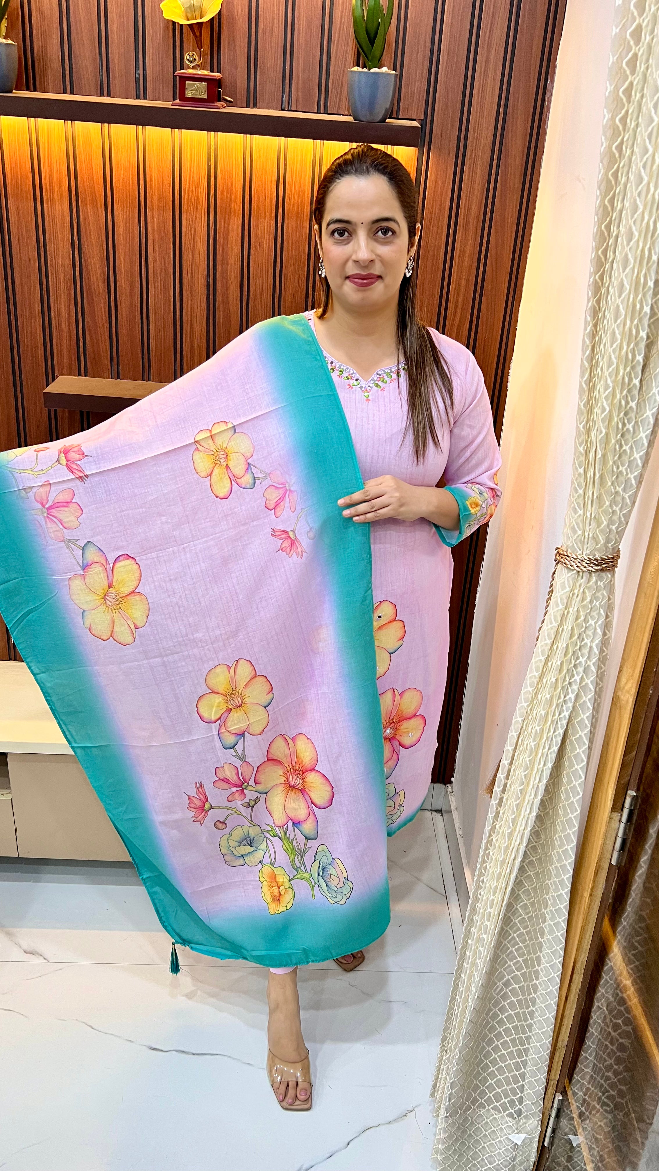 Premium Mul Cotton Suit with Mirror & Hand Embroidery Work ✨
