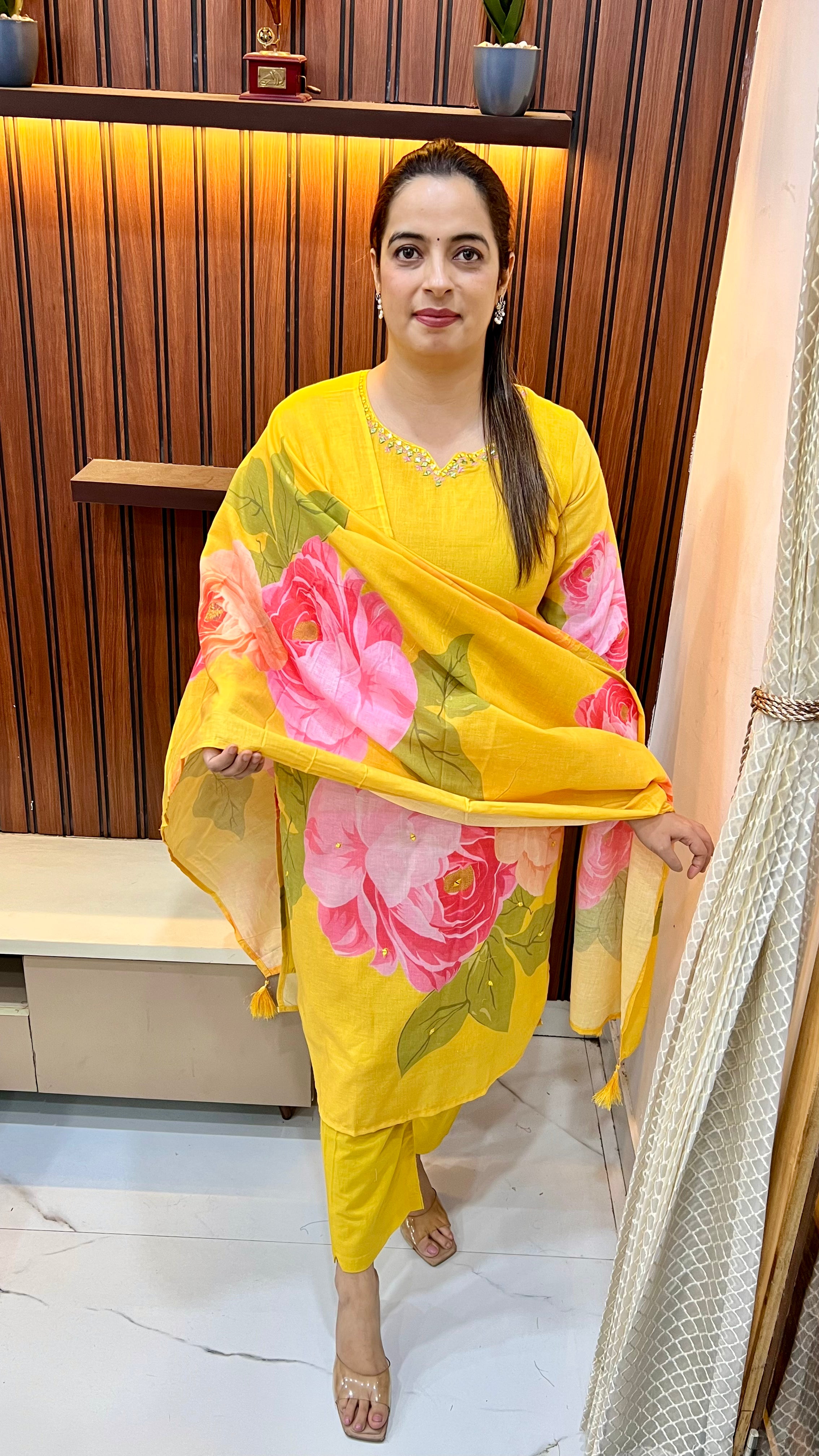 Premium Mul Cotton Suit with Mirror & Hand Embroidery Work ✨