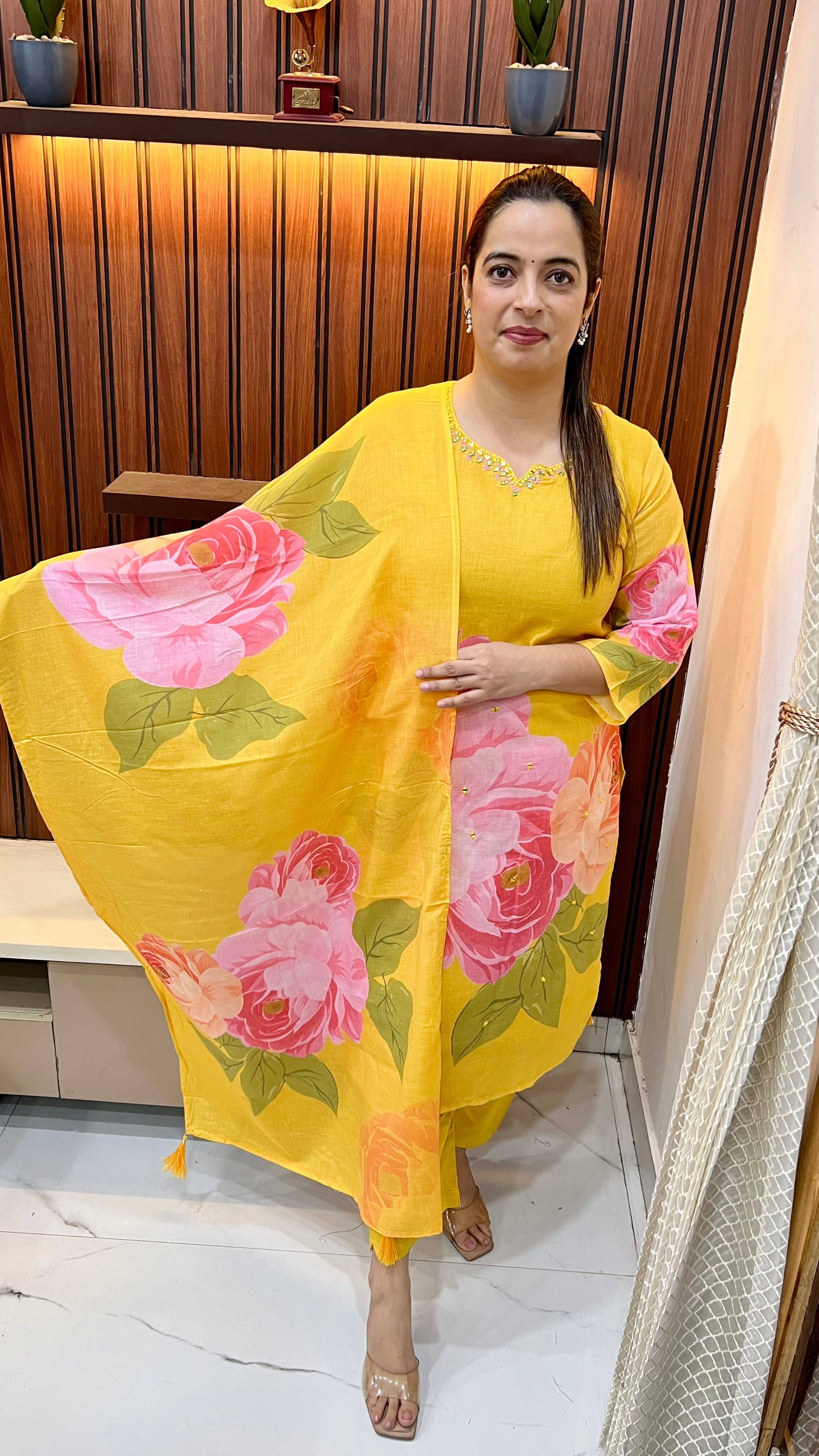 Premium Mul Cotton Suit with Mirror & Hand Embroidery Work ✨