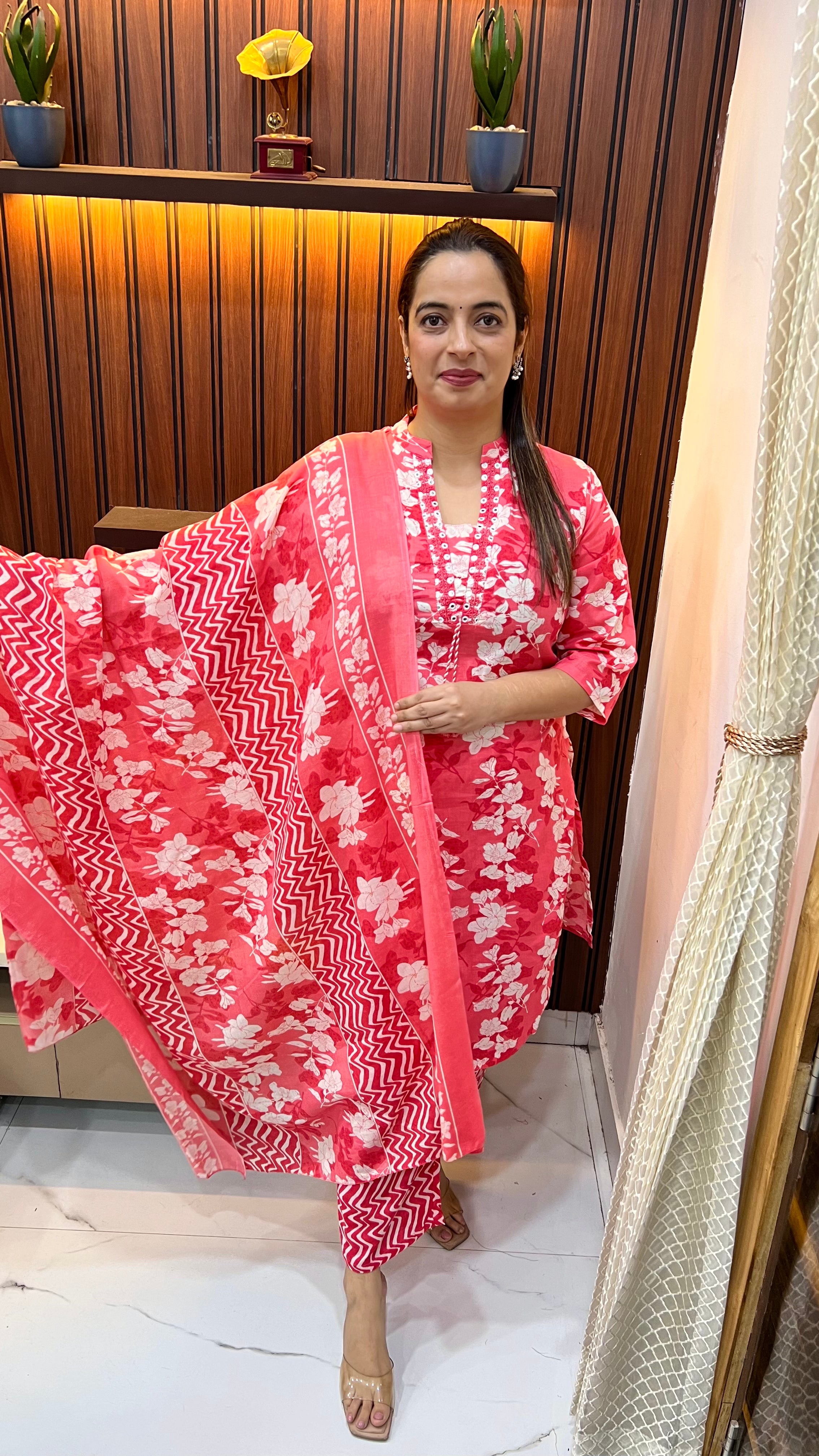 Pure Cotton Suit with Handmade Embroidery & Tassels ✨