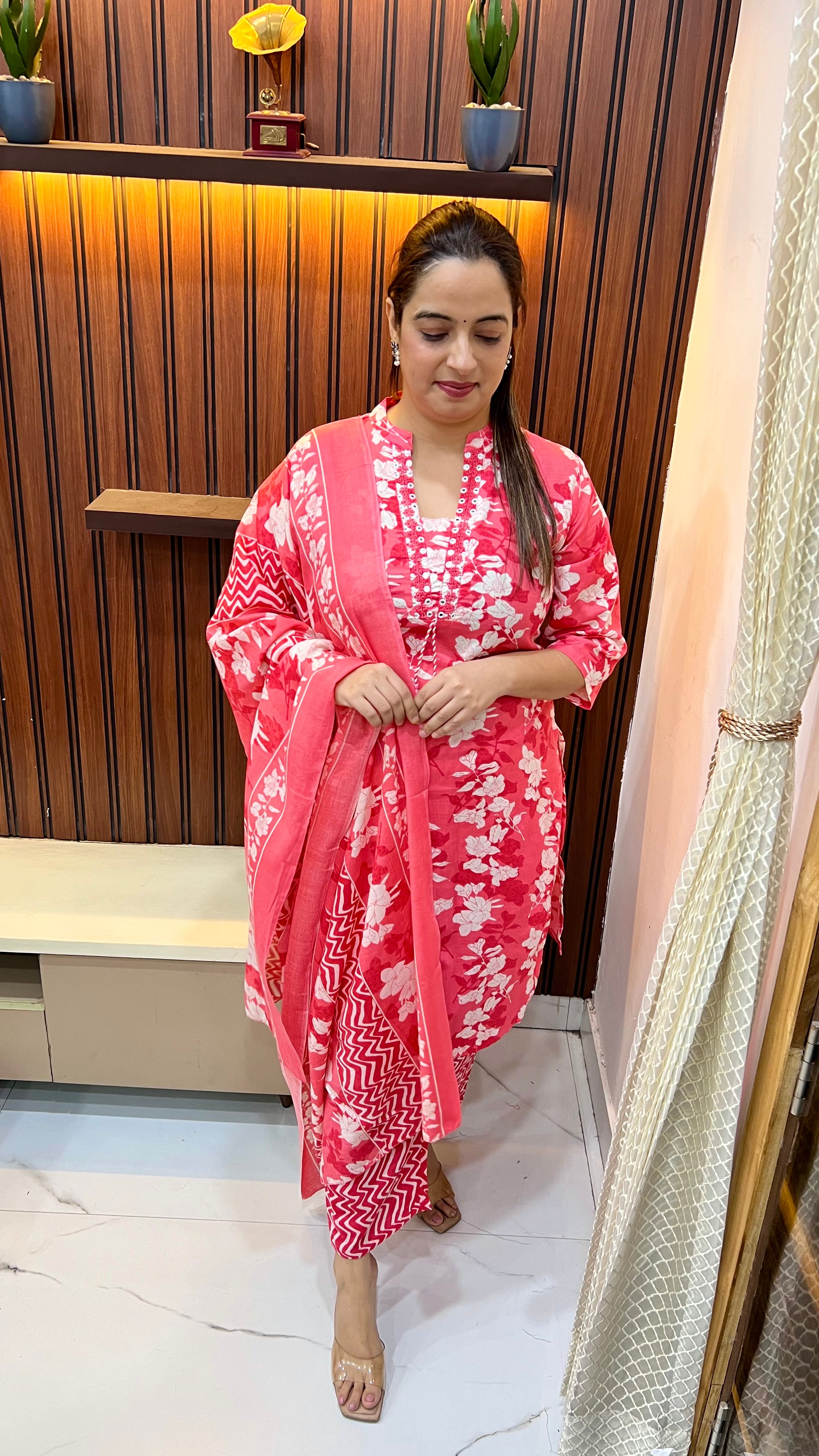 Pure Cotton Suit with Handmade Embroidery & Tassels ✨