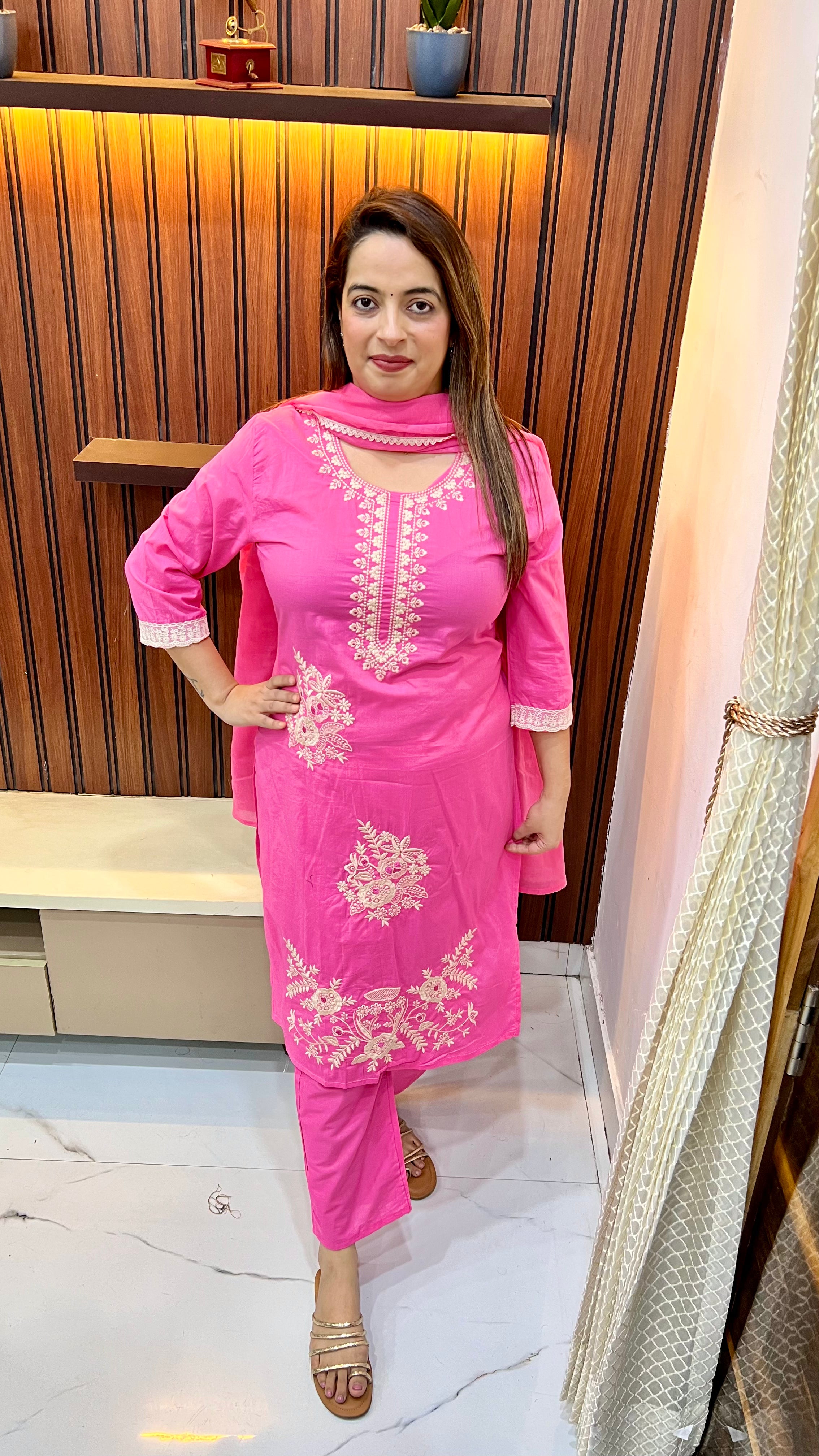 Pure Cotton Suit with All-Over Thread Embroidery ✨