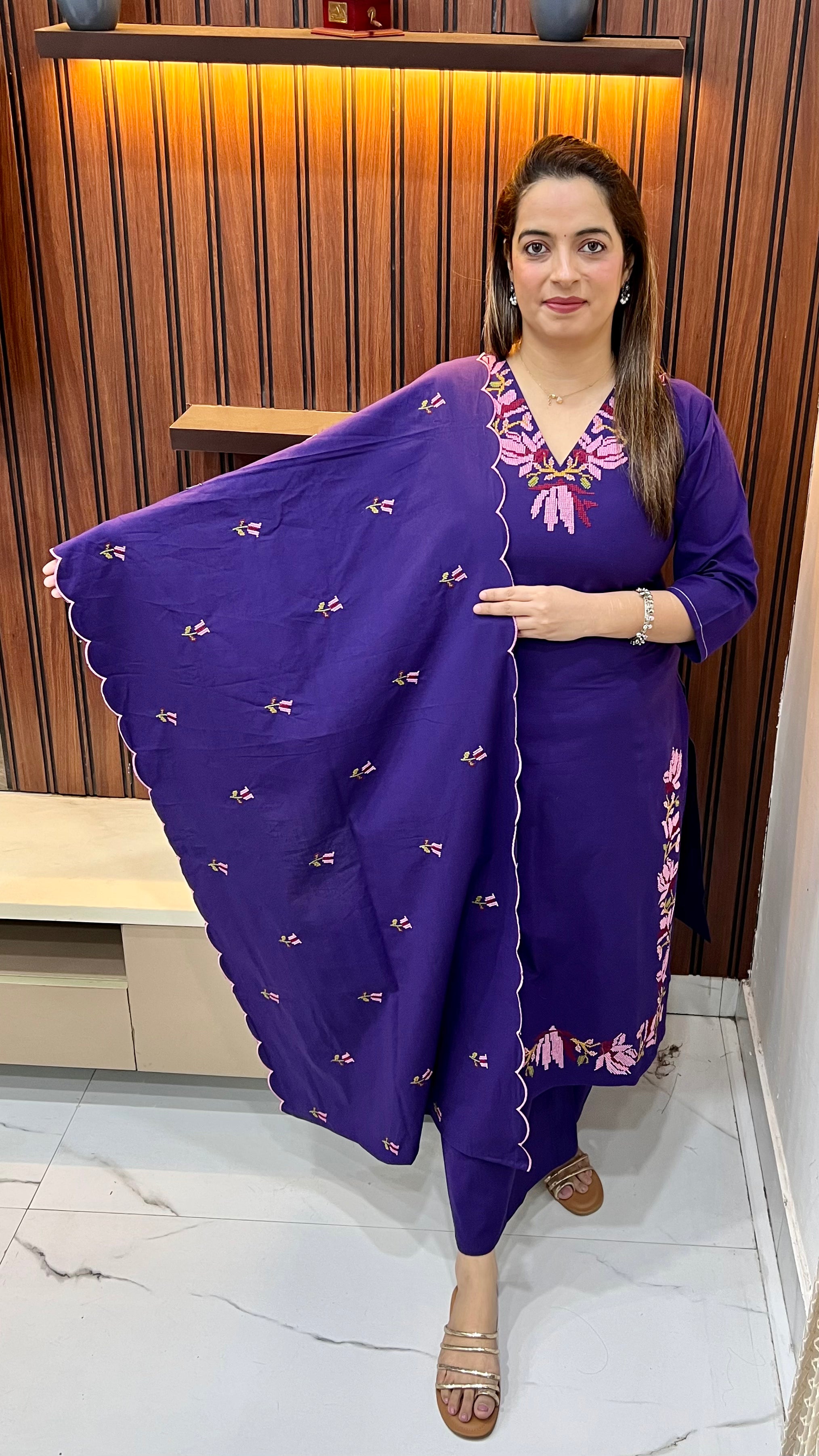 Pure Cotton Suit with All-Over Hand Cross-Stitched Work ✨