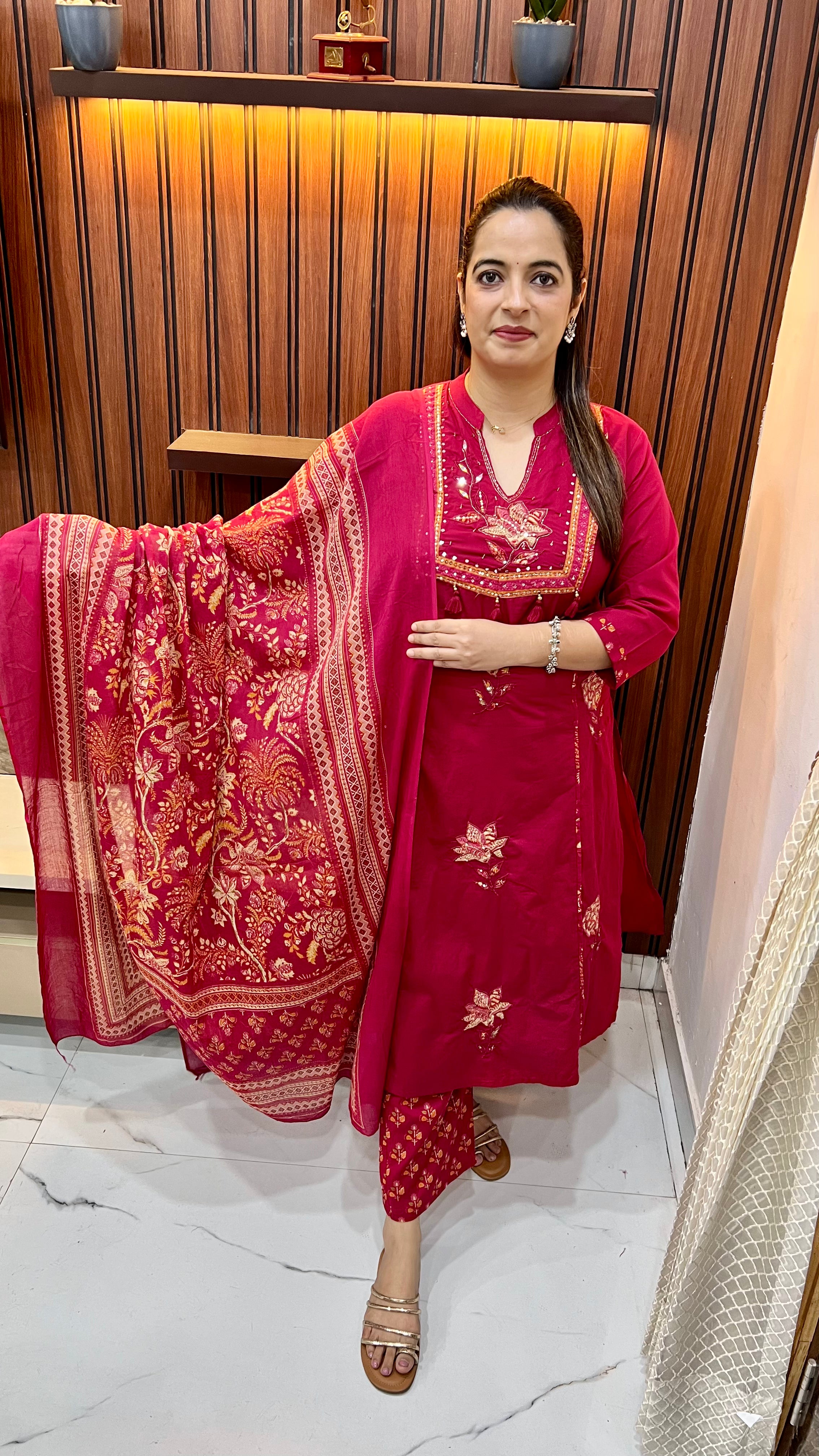 Pure Cotton Suit with Thread Embroidery & Appliqué Work ✨