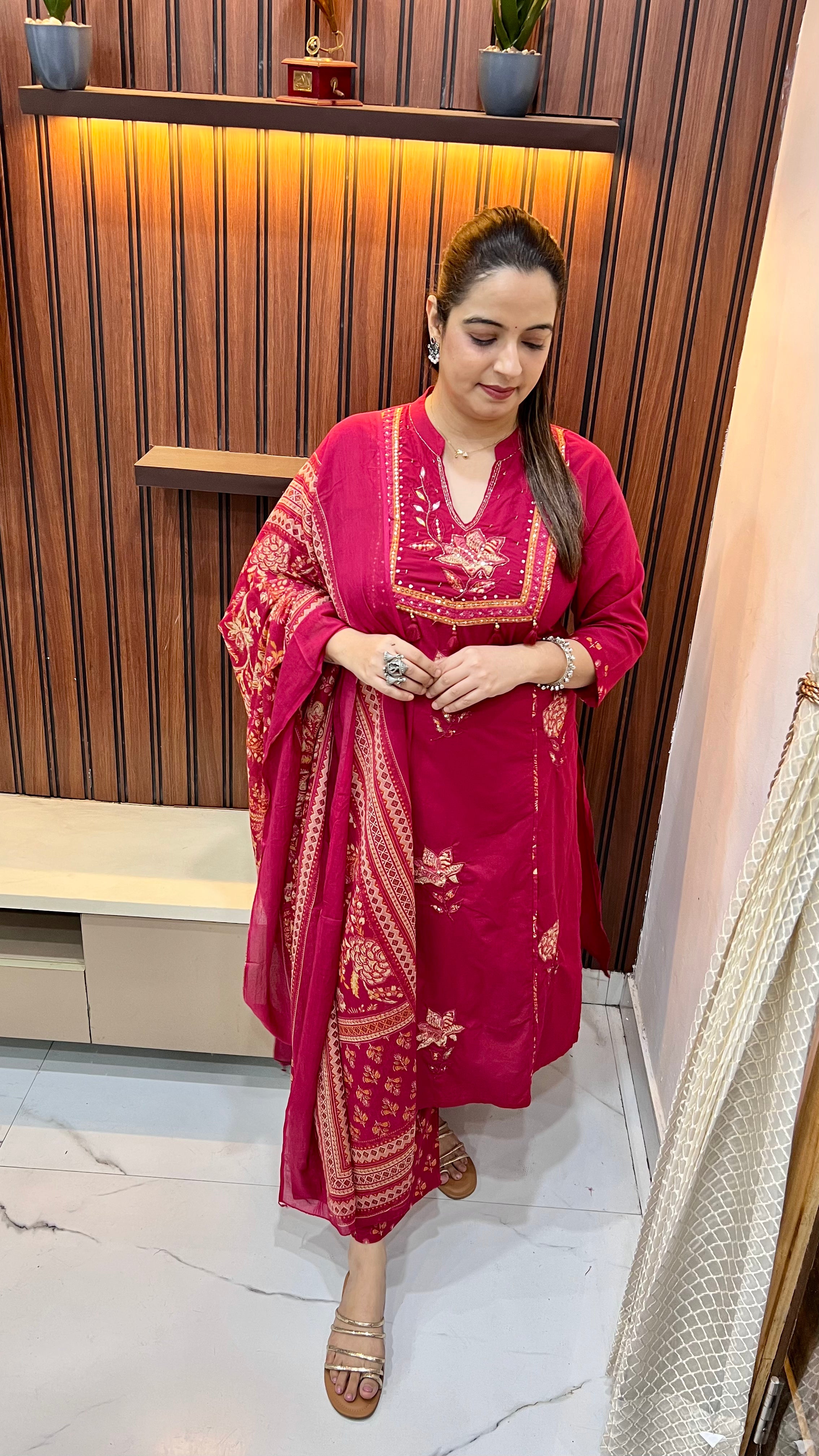 Pure Cotton Suit with Thread Embroidery & Appliqué Work ✨