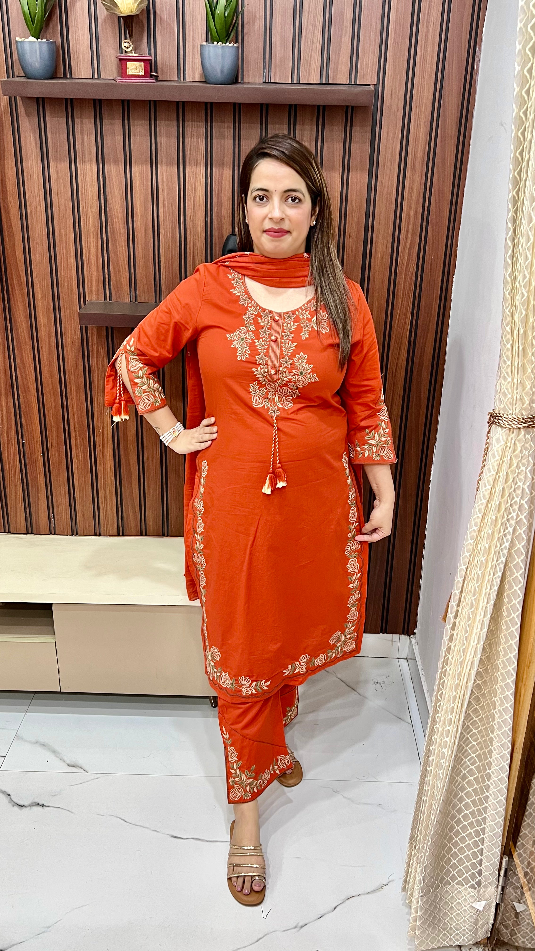 Pure Cotton Suit with All-Over Thread Embroidery ✨