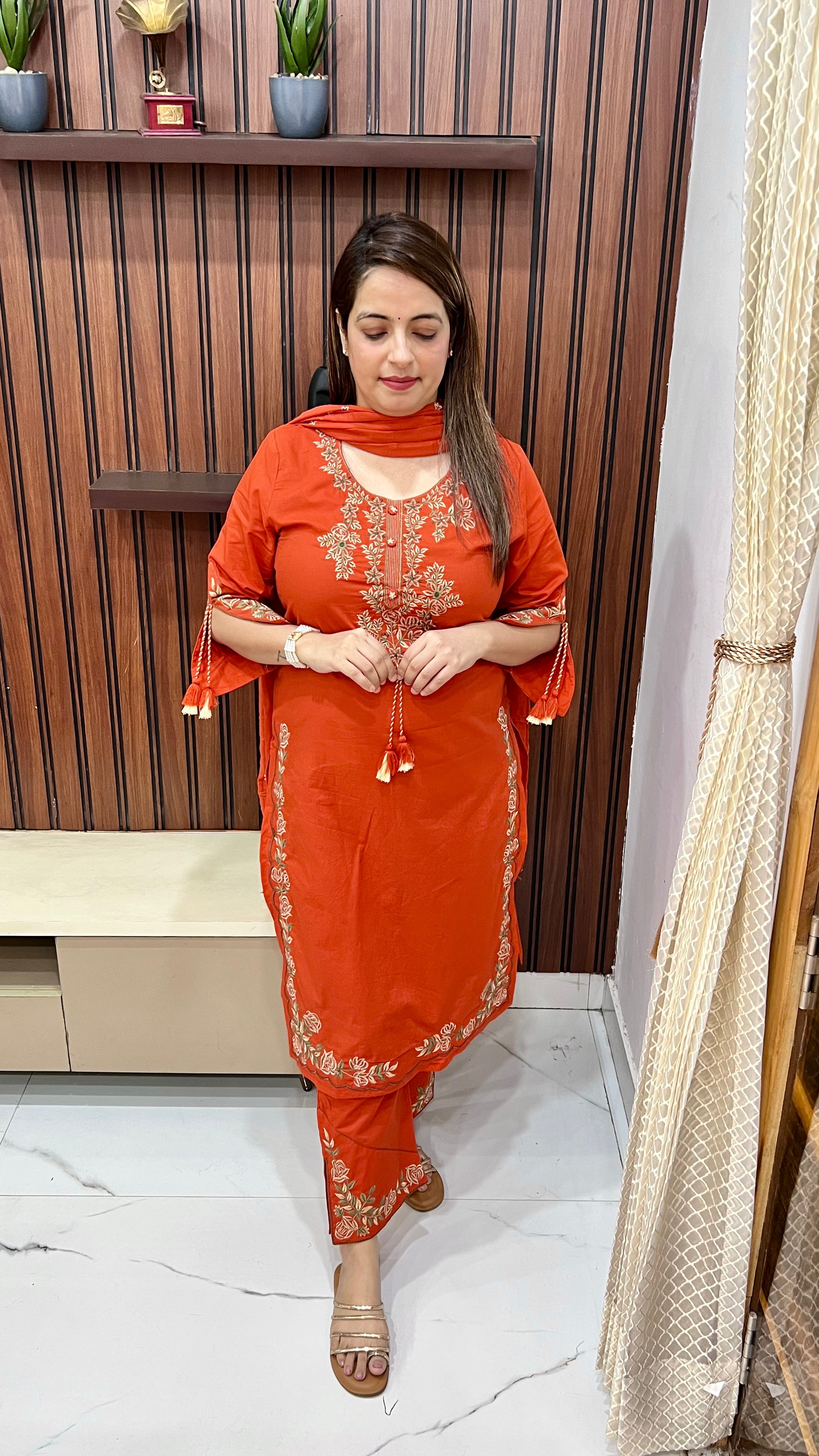 Pure Cotton Suit with All-Over Thread Embroidery ✨