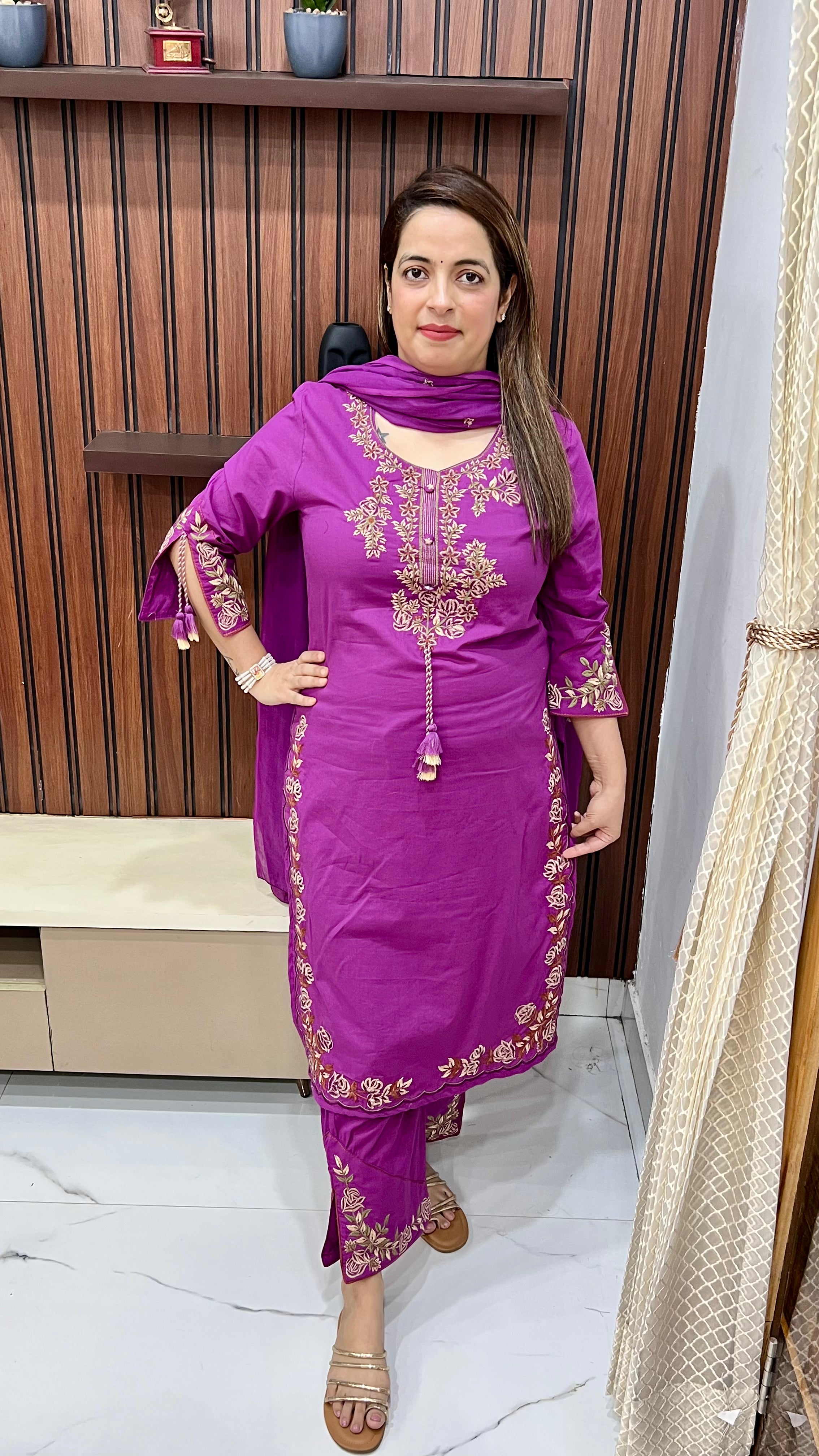 Pure Cotton Suit with All-Over Thread Embroidery ✨