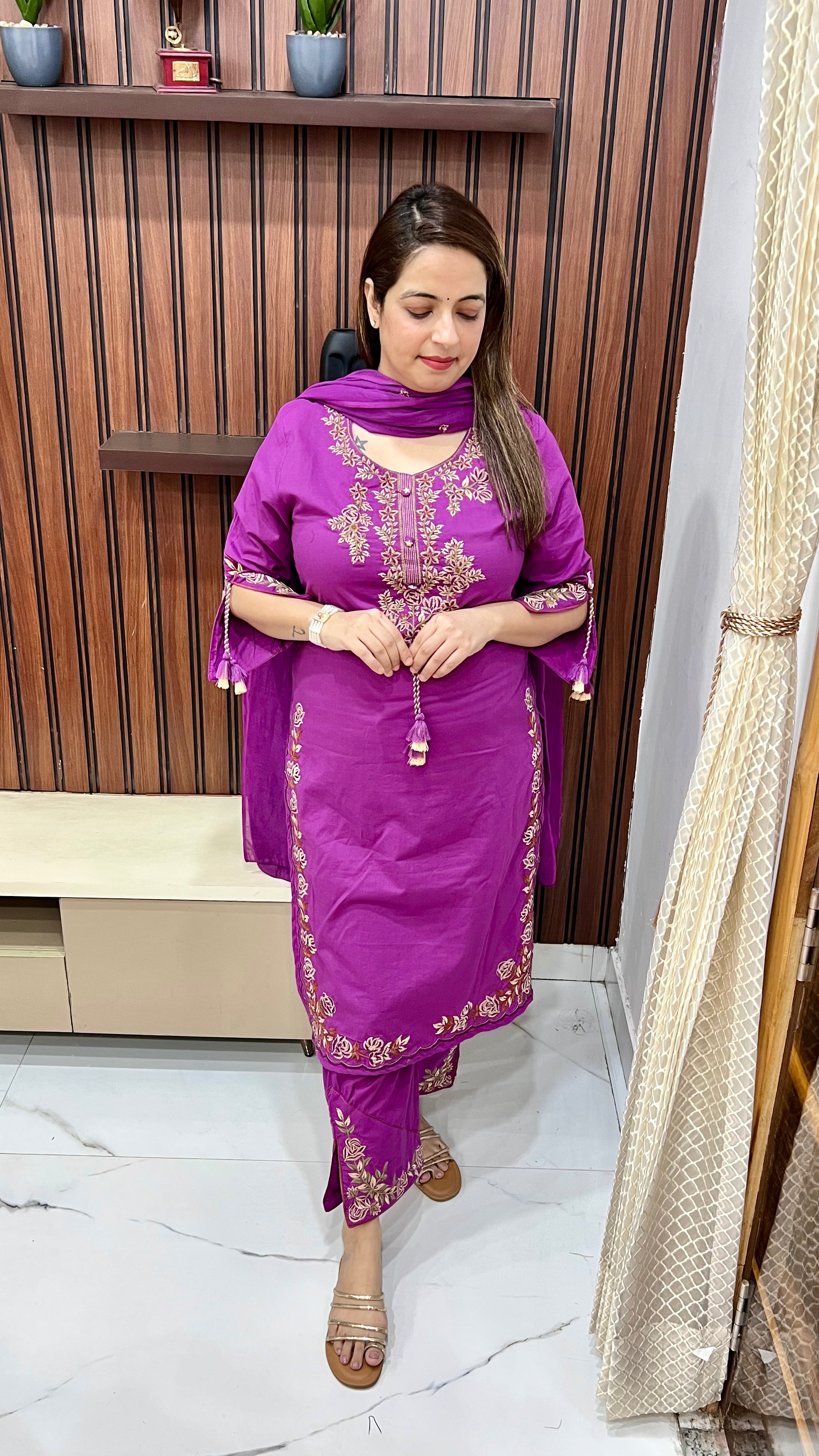 Pure Cotton Suit with All-Over Thread Embroidery ✨