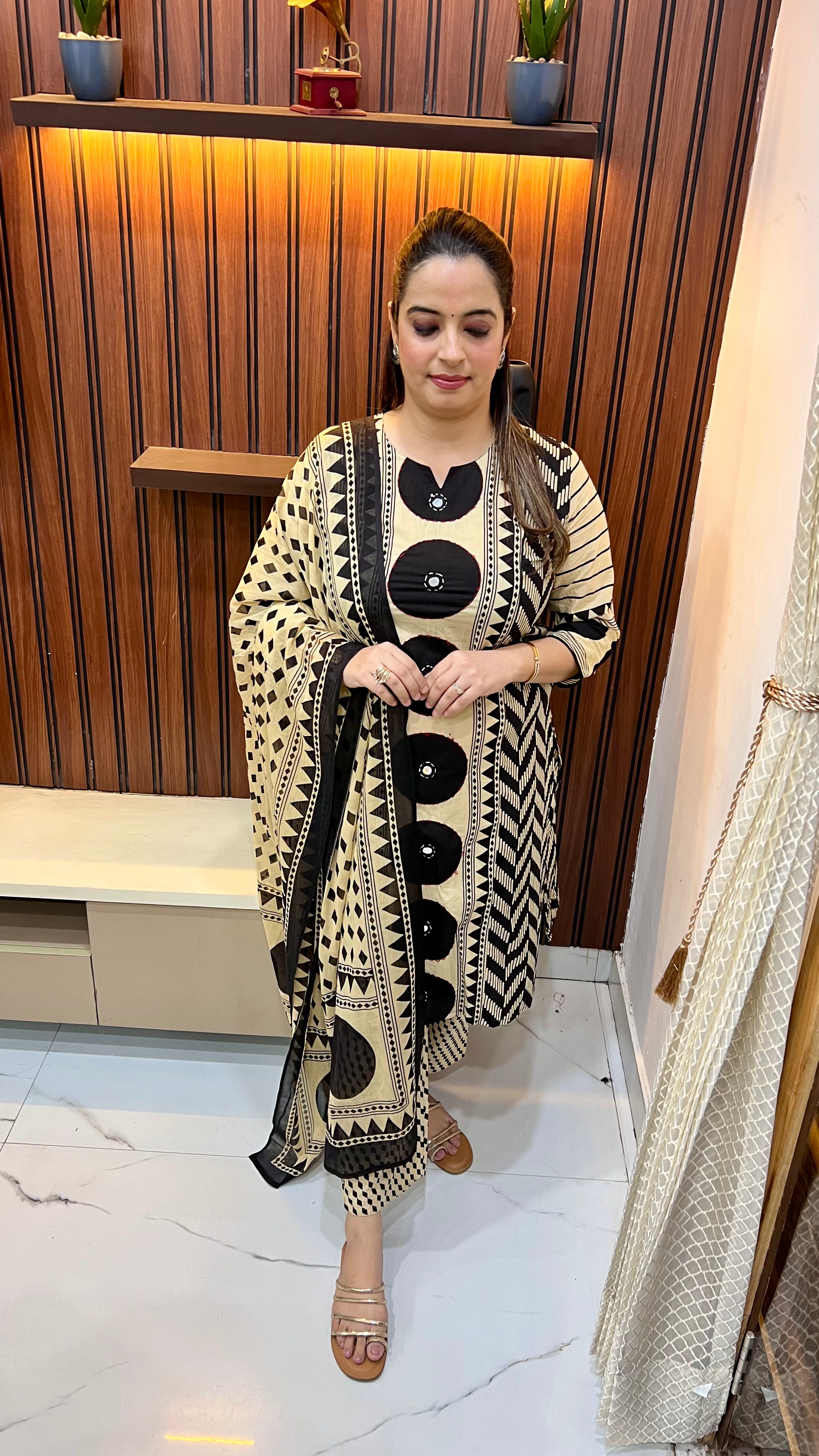 Pure Cotton 3-Piece Suit Set with Kanta Embroidery