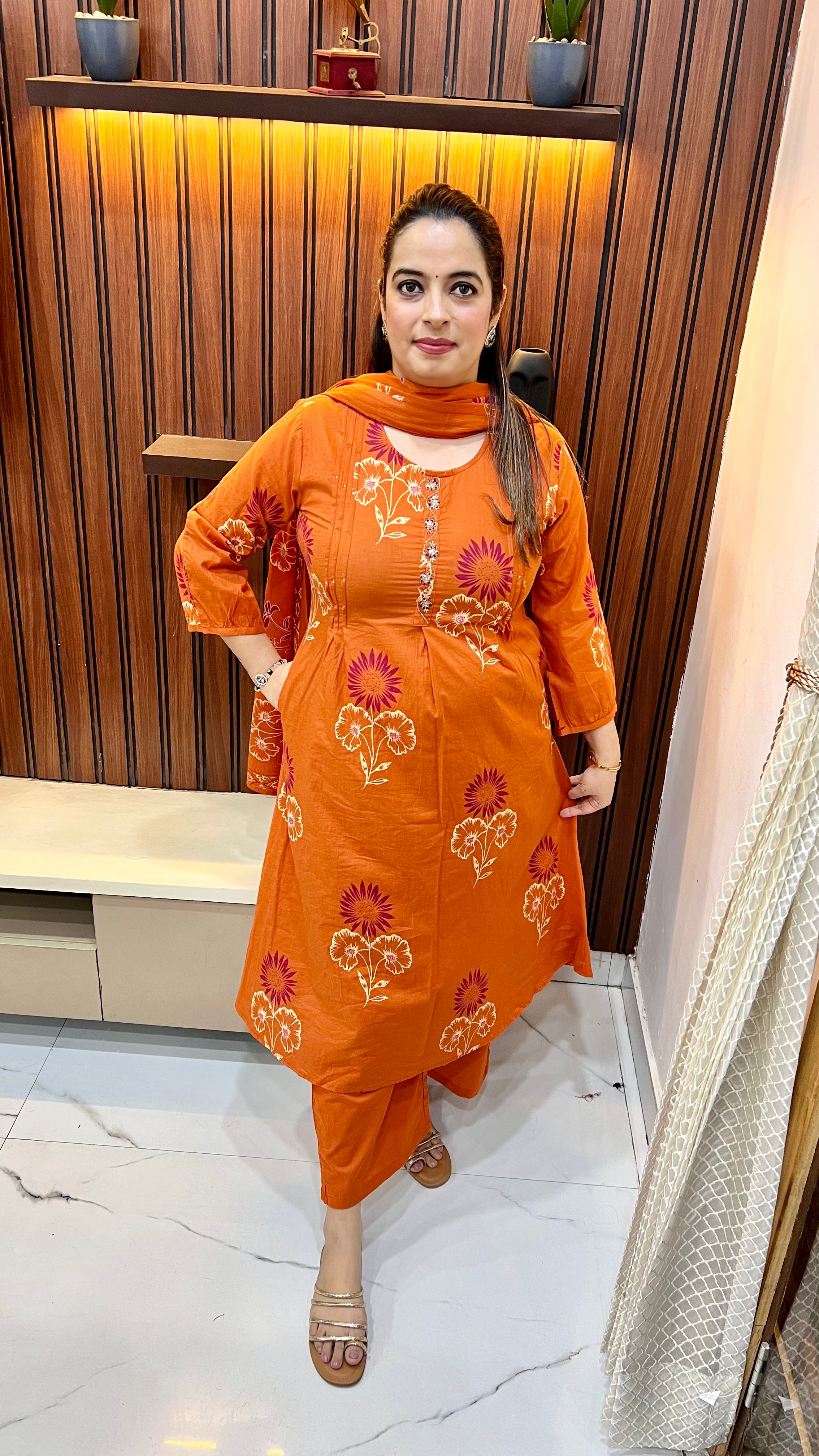 Cotton 3-Piece Suit Set with Floral Print