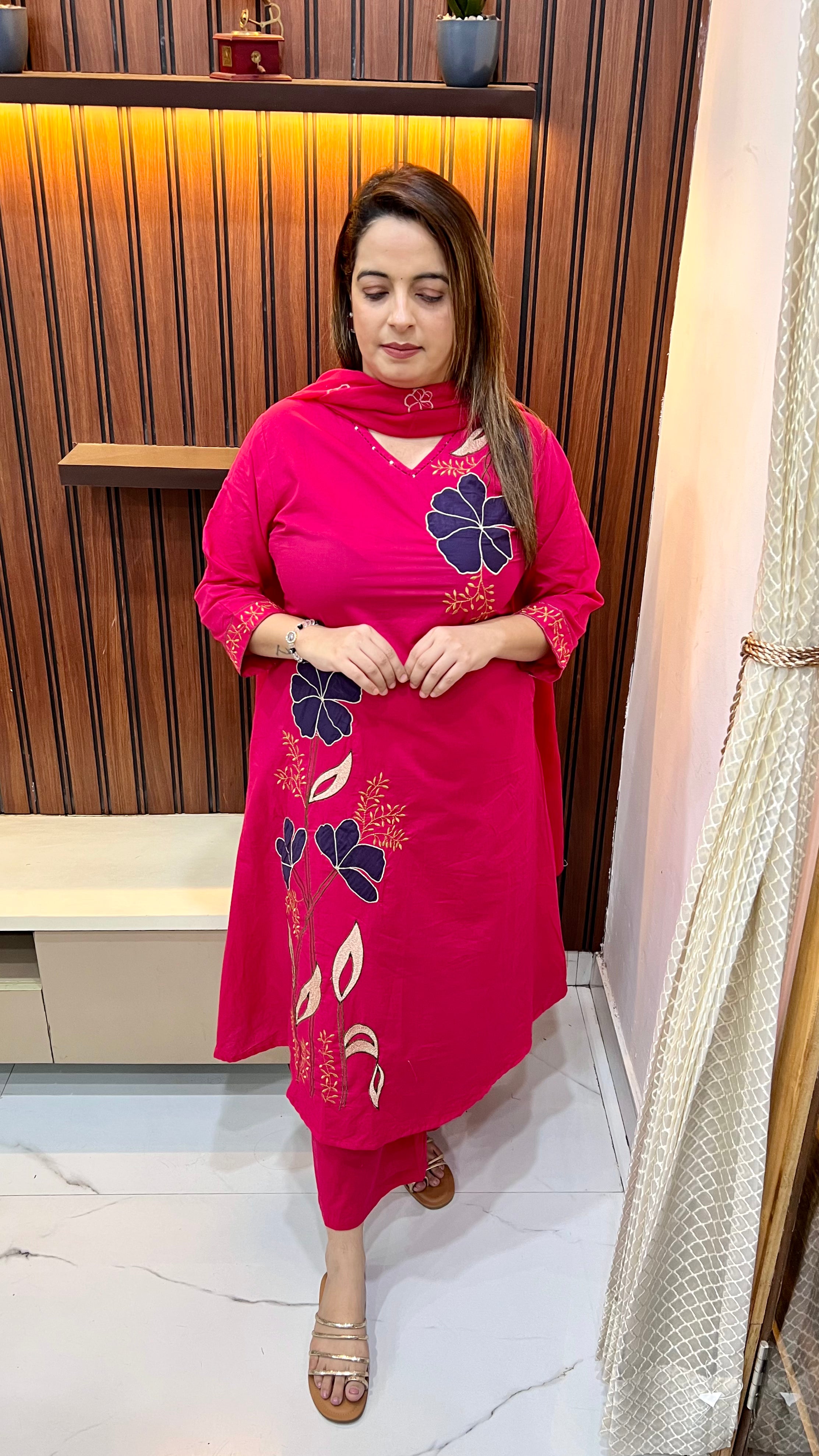 Pure Cotton Suit with Appliqué Work &amp; Mul Cotton Dupatta ✨