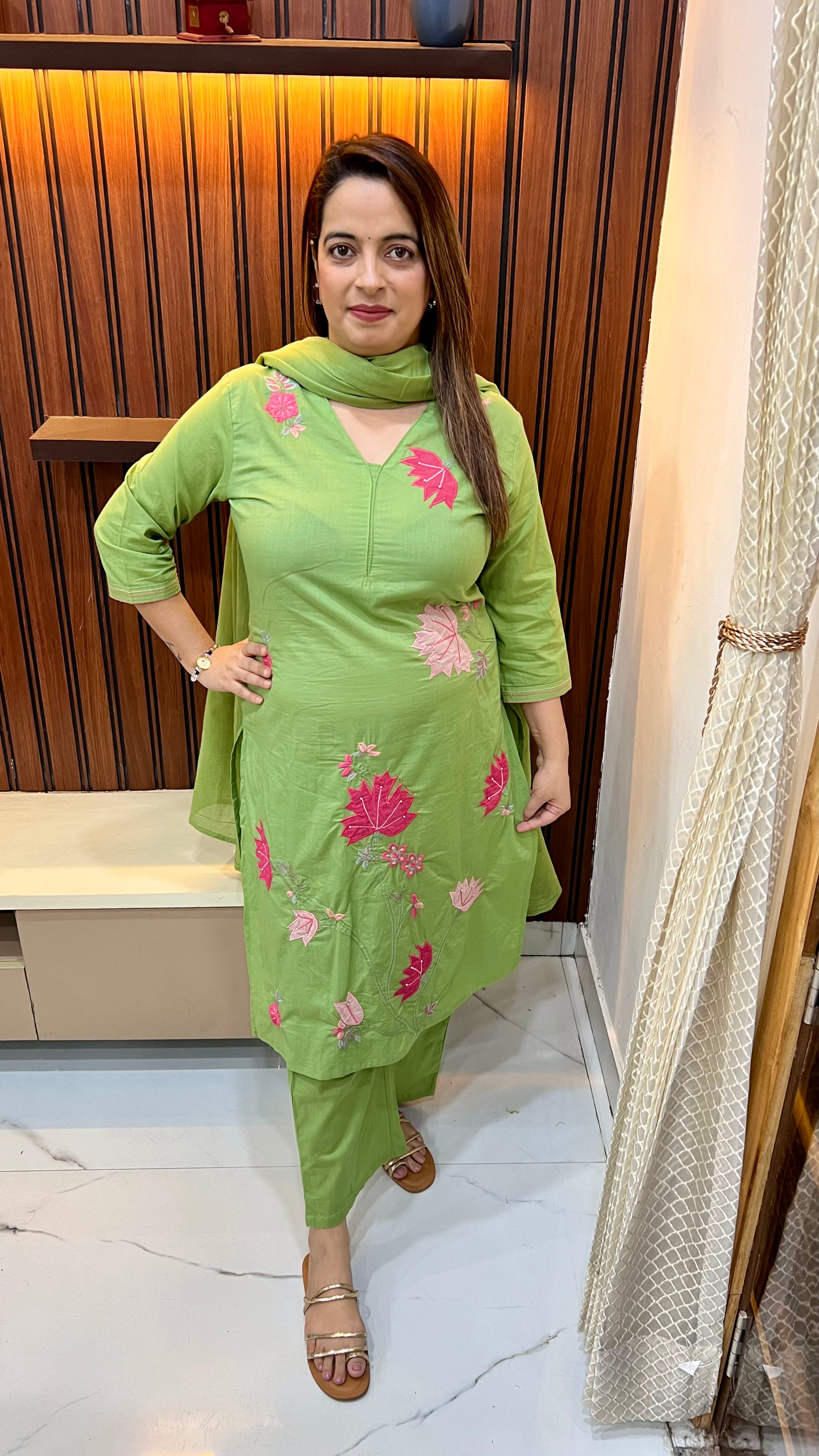 Pure Cotton Suit with Appliqué Work ✨