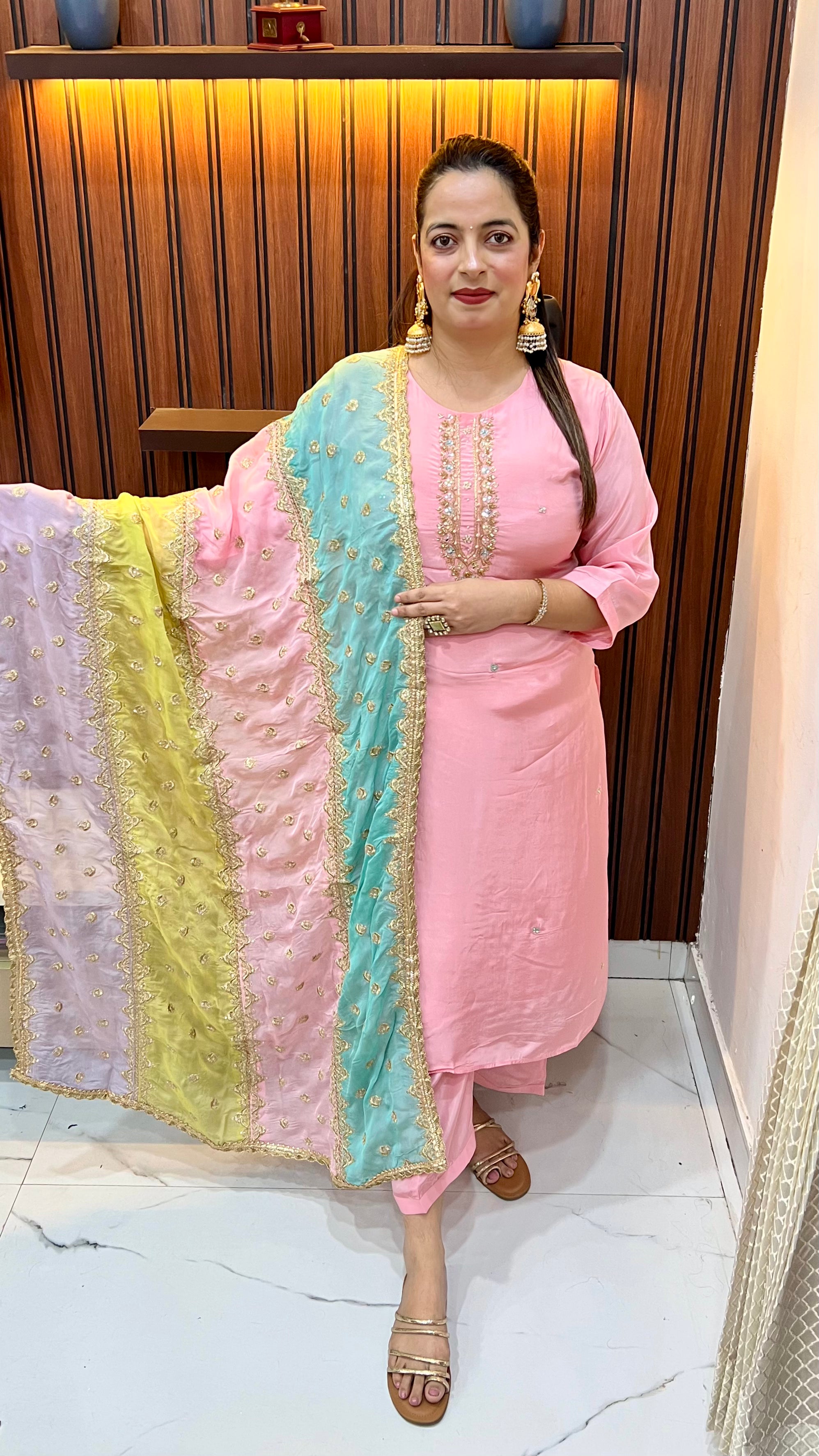 Party Wear Pure Crepe Suit with Hand Embroidery ✨ (🎁 Assured FREE Gift on every website order)