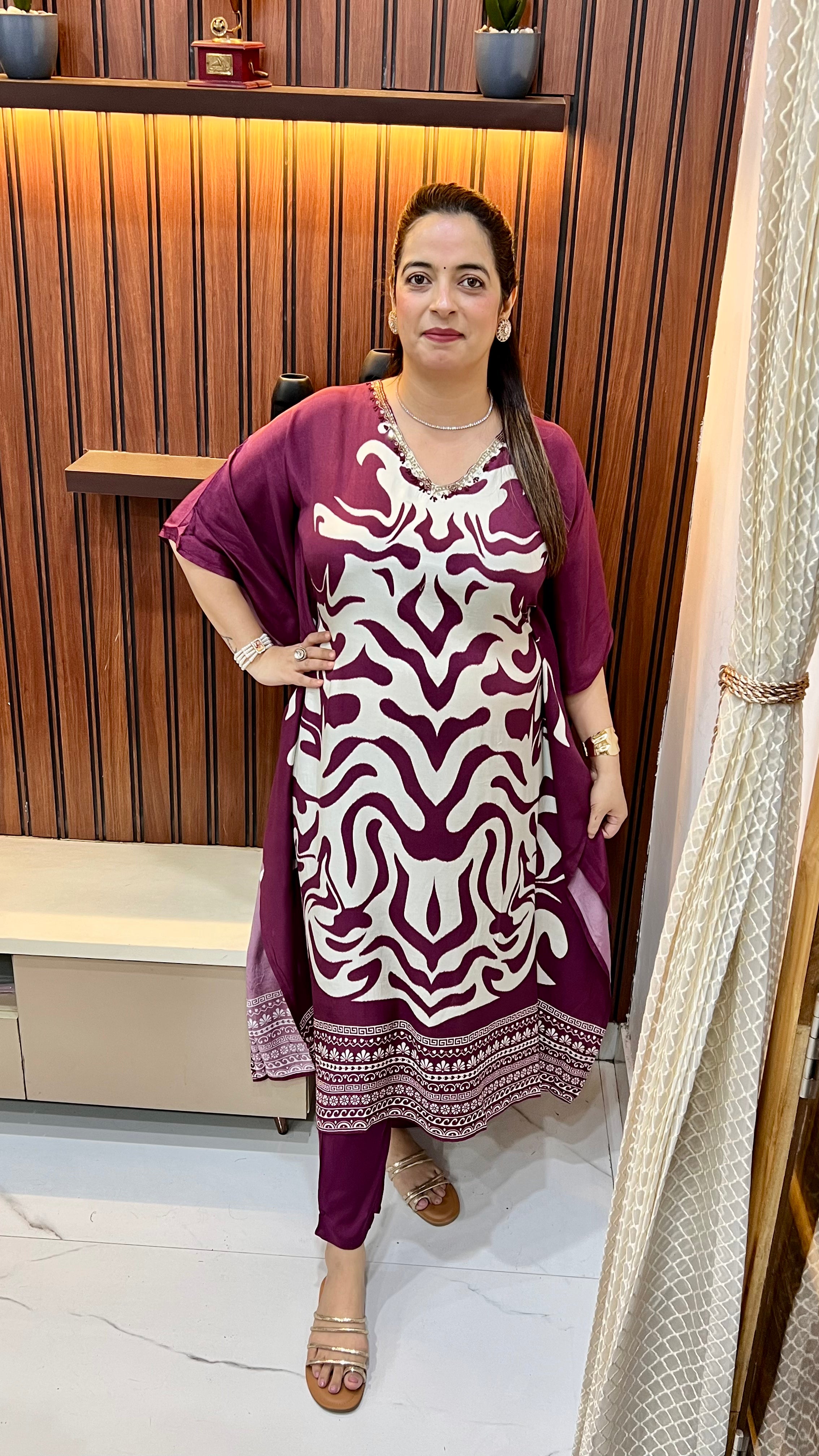 Pure Modal Kaftaan with Hand Embroidery & Cut Dana Work ✨