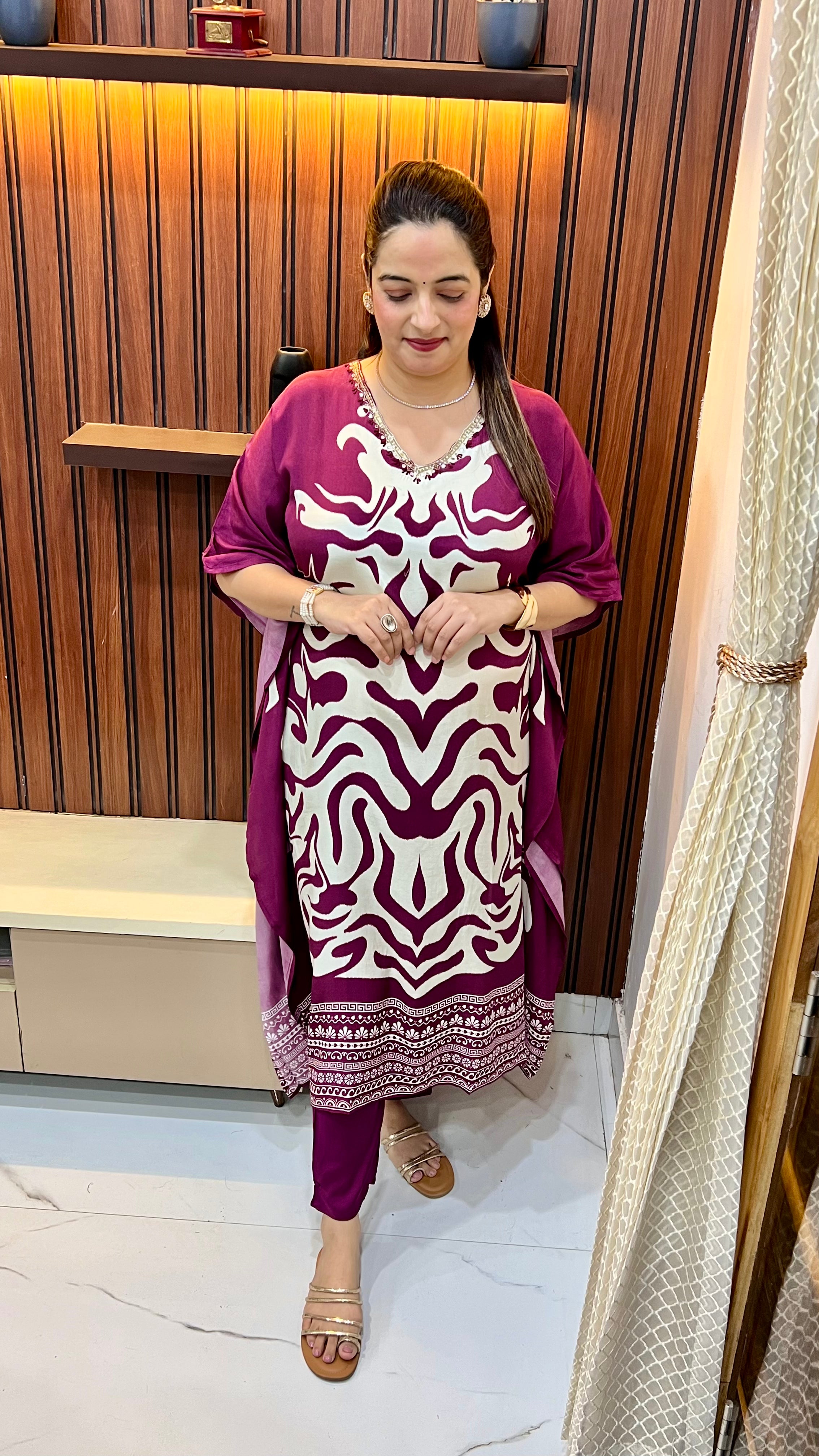 Pure Modal Kaftaan with Hand Embroidery & Cut Dana Work ✨