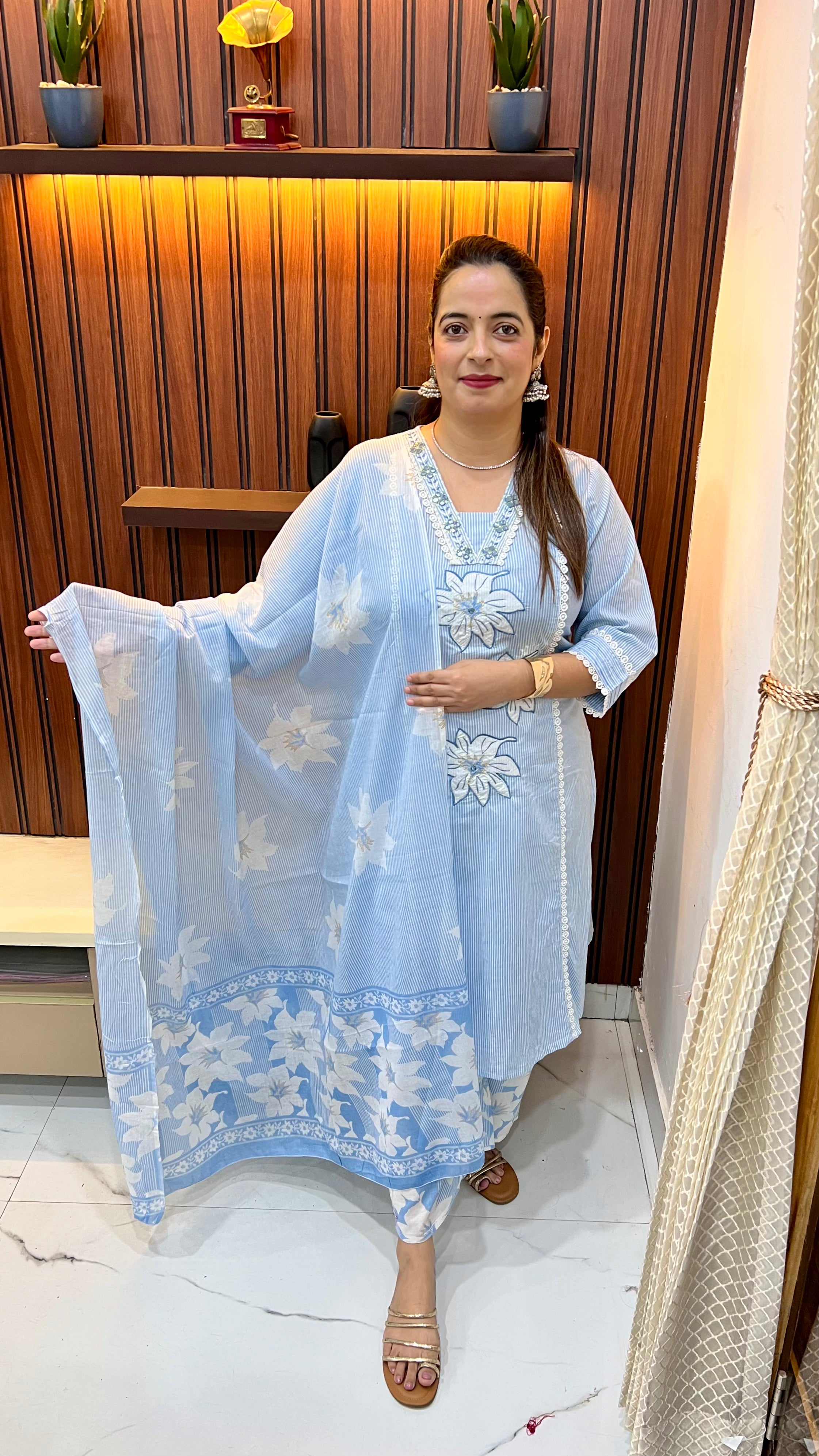 Pure Cotton Suit with Appliqué Work ✨