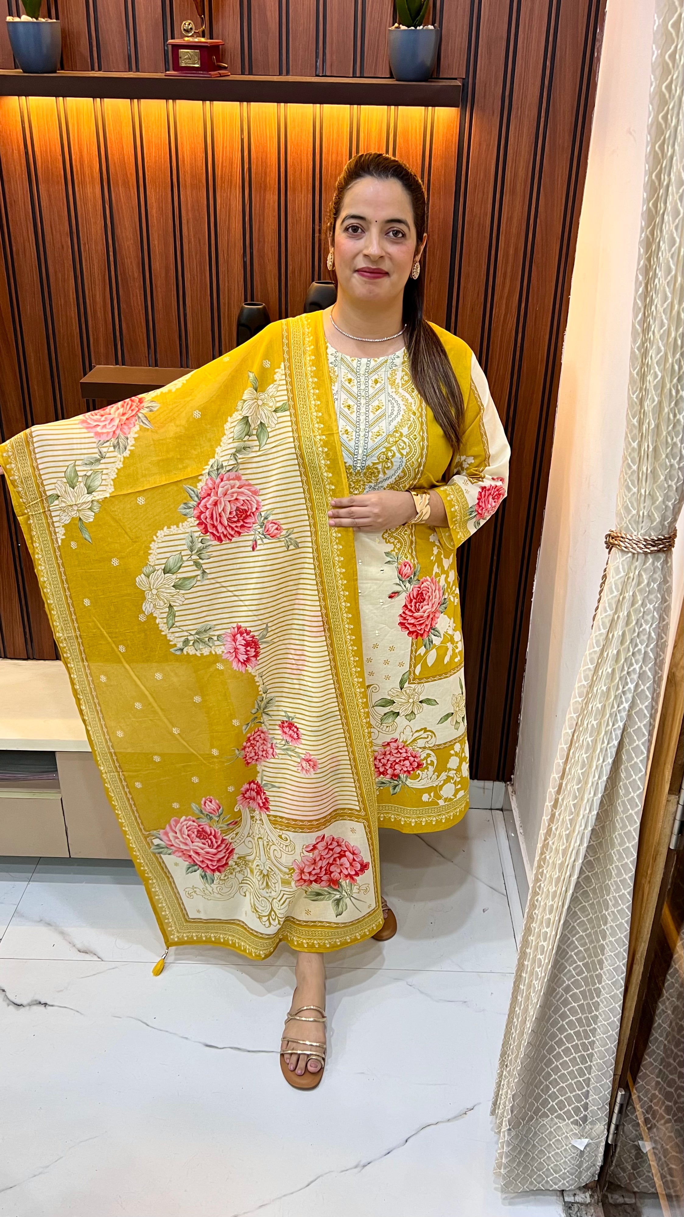 Pure Cotton Suit with Pakistani Style Digital Print & Mirror Work ✨