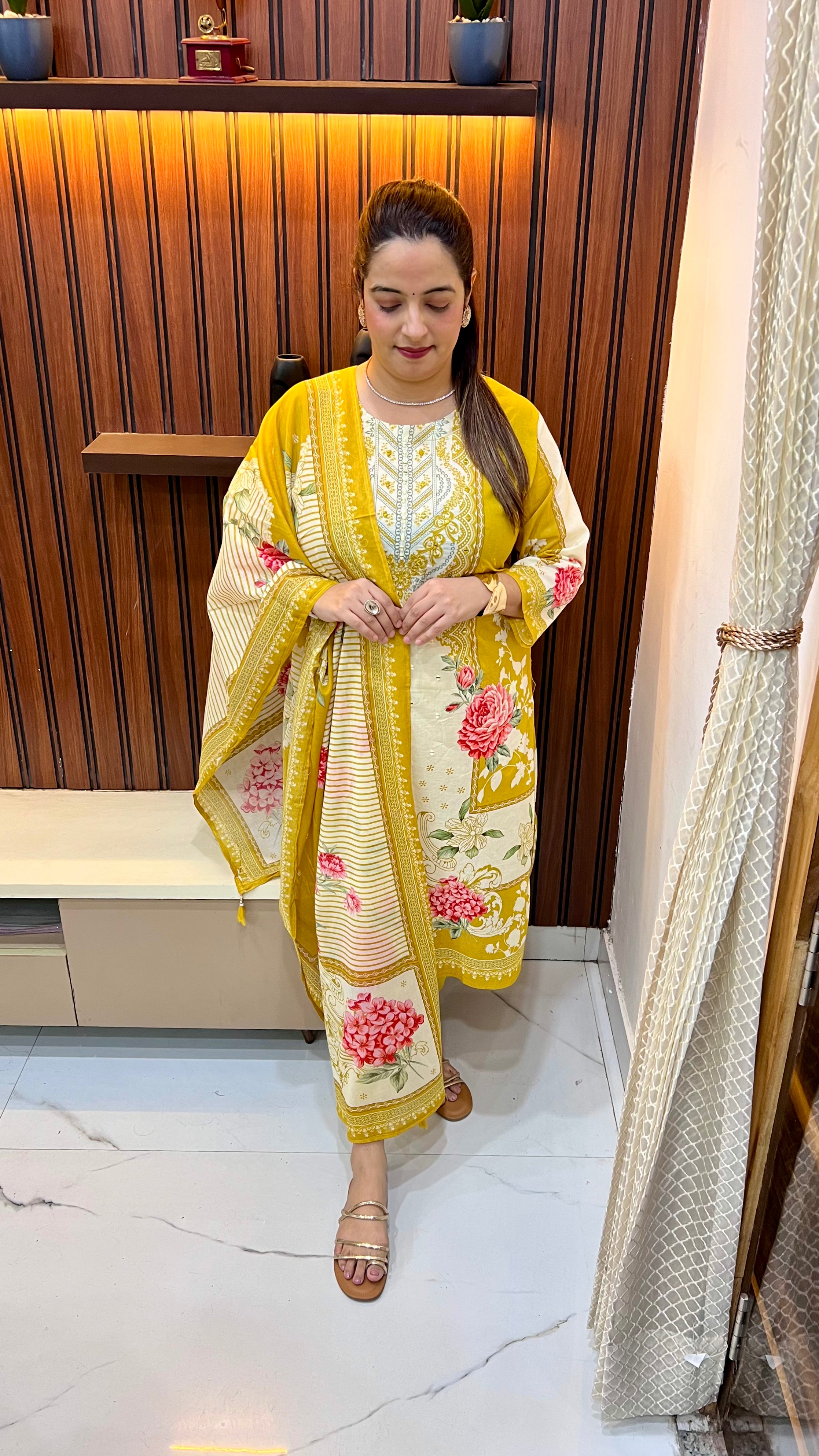 Pure Cotton Suit with Pakistani Style Digital Print & Mirror Work ✨