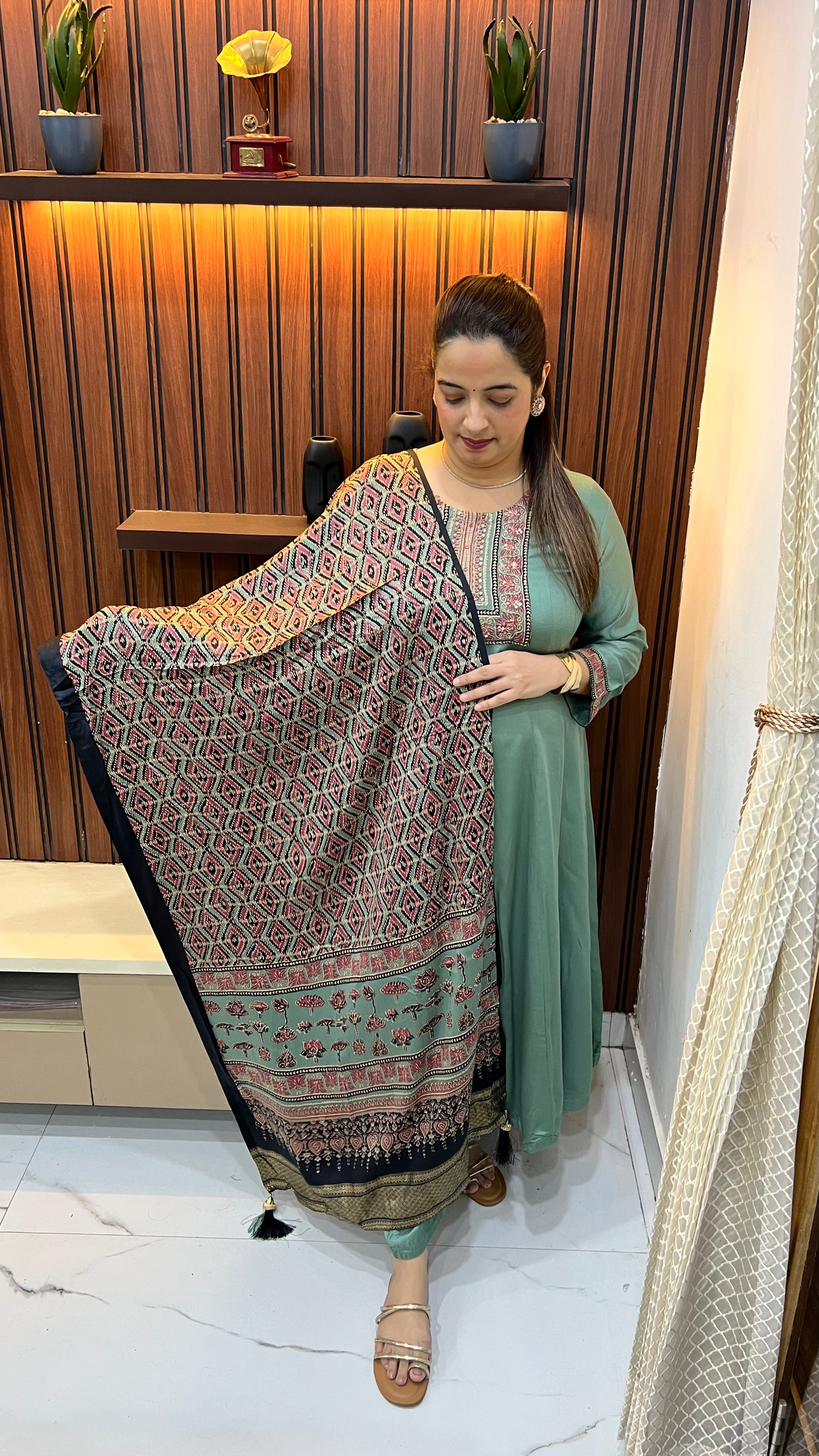 Pure Modal Anarkali Suit with Hand Embroidery & Digital Print Dupatta ✨