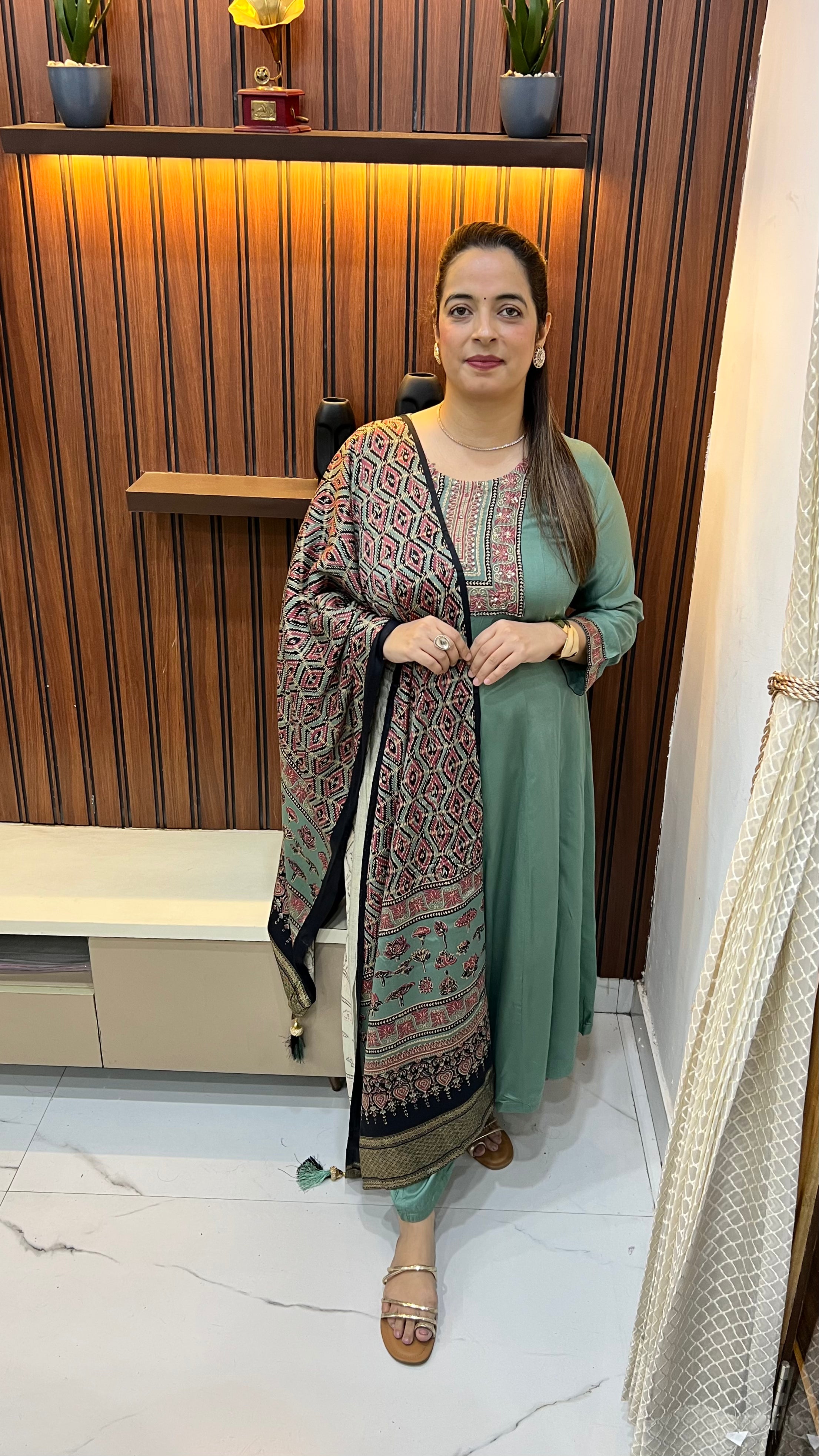Pure Modal Anarkali Suit with Hand Embroidery & Digital Print Dupatta ✨