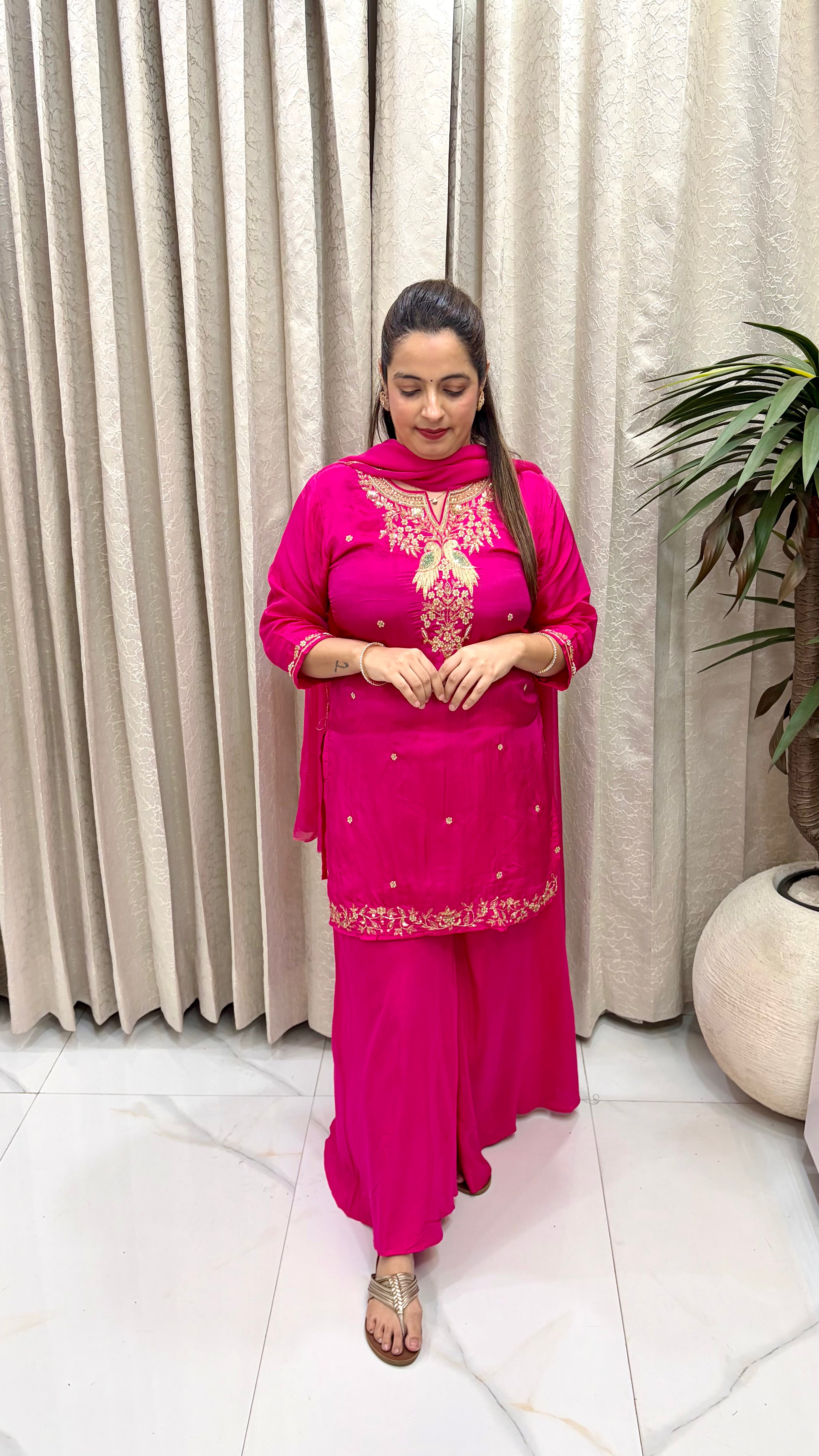 ✨ Party Wear Crepe Suit with Zardozi & Dabka Work