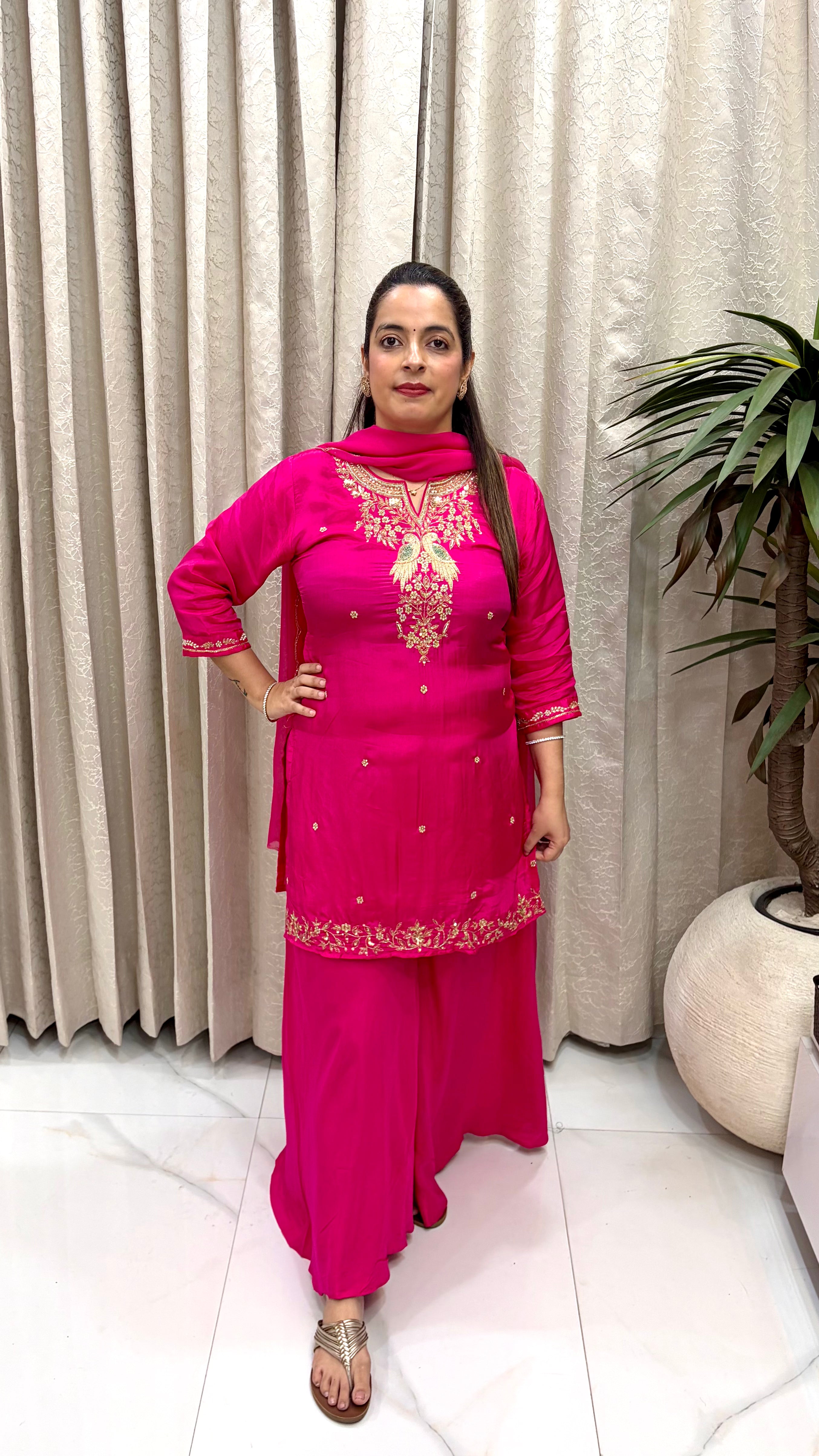 ✨ Party Wear Crepe Suit with Zardozi & Dabka Work