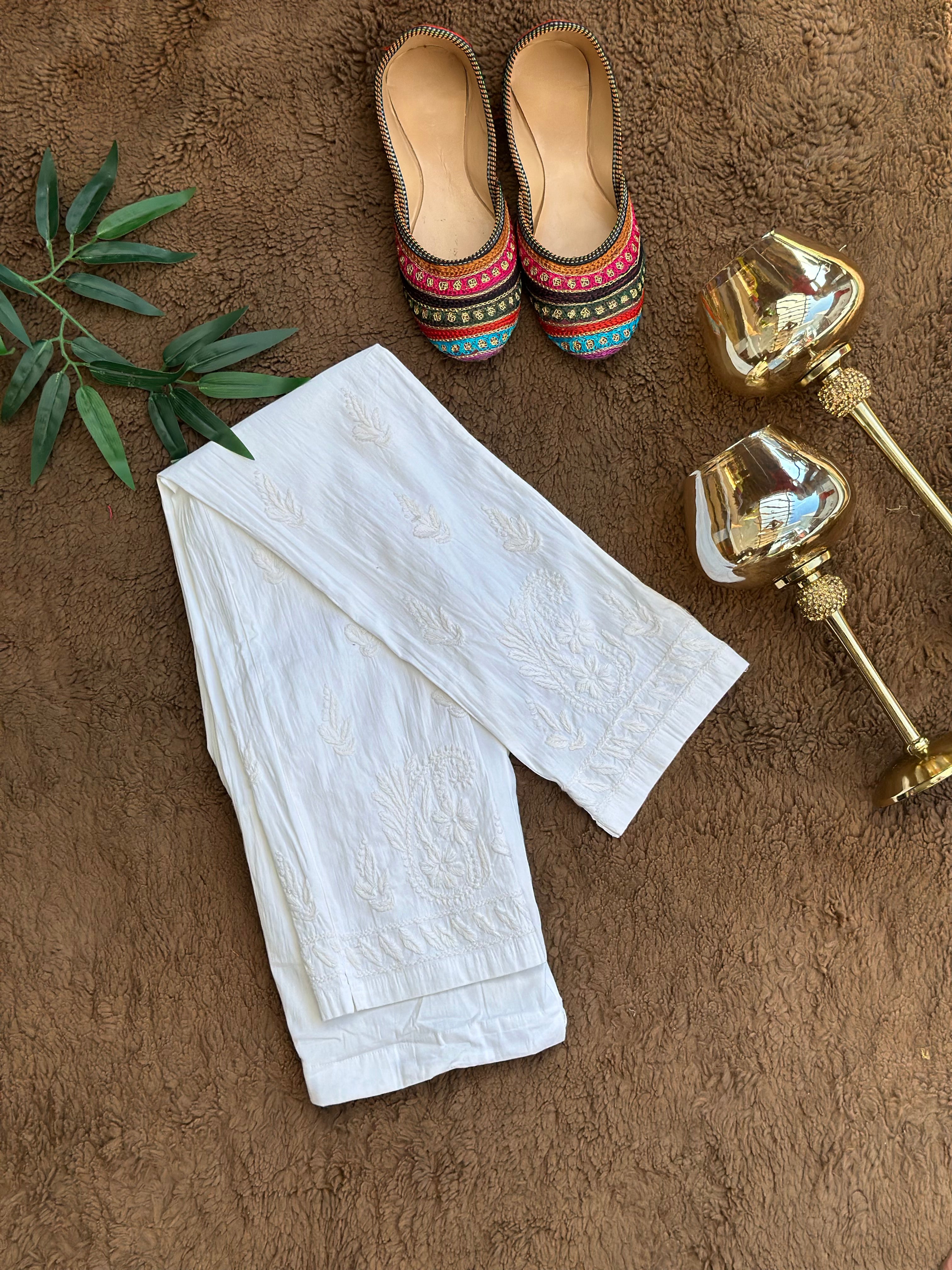 Chikankari Hand Embroidery 3D Pants