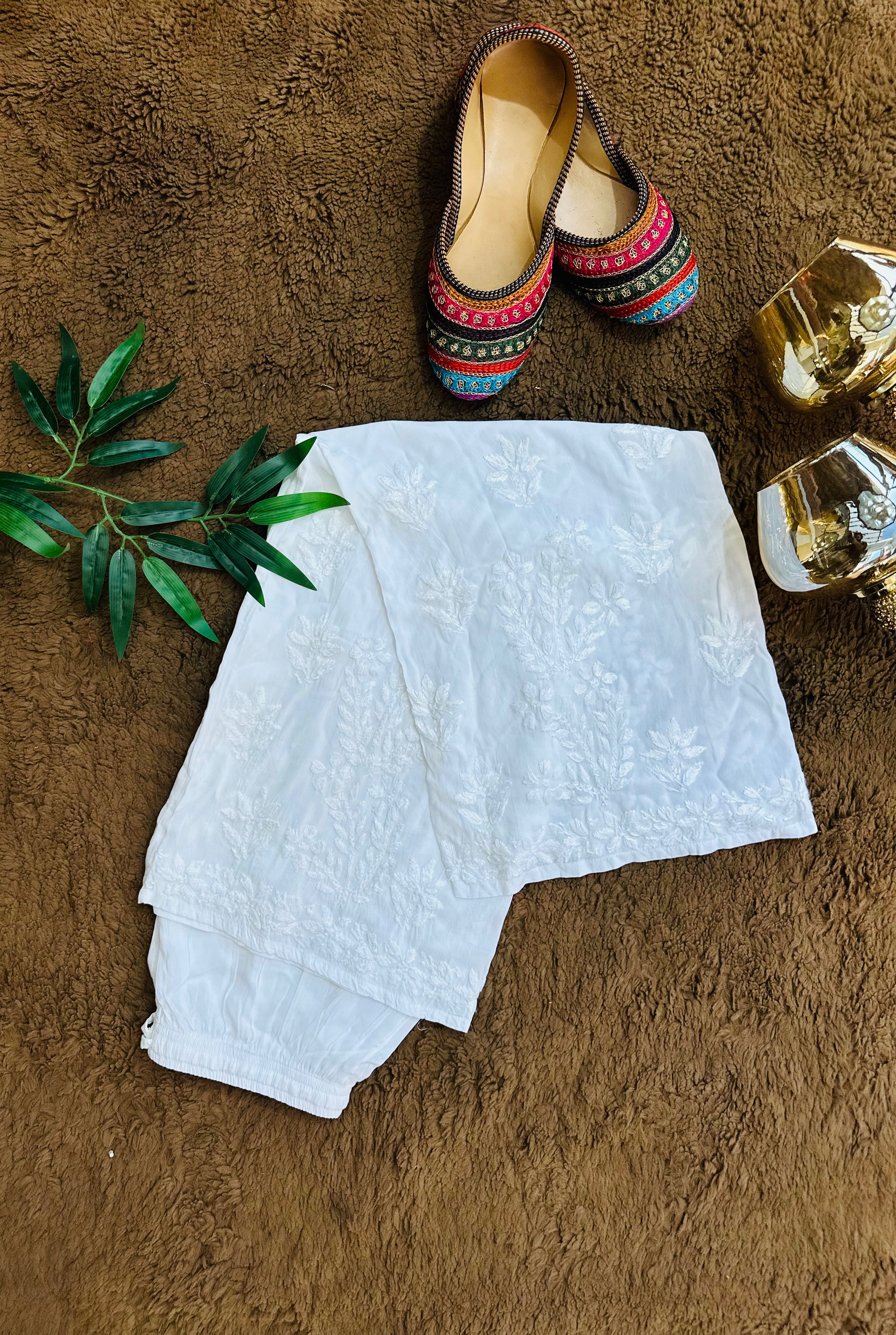 Chikankari Hand Embroidery 3D Palazzo