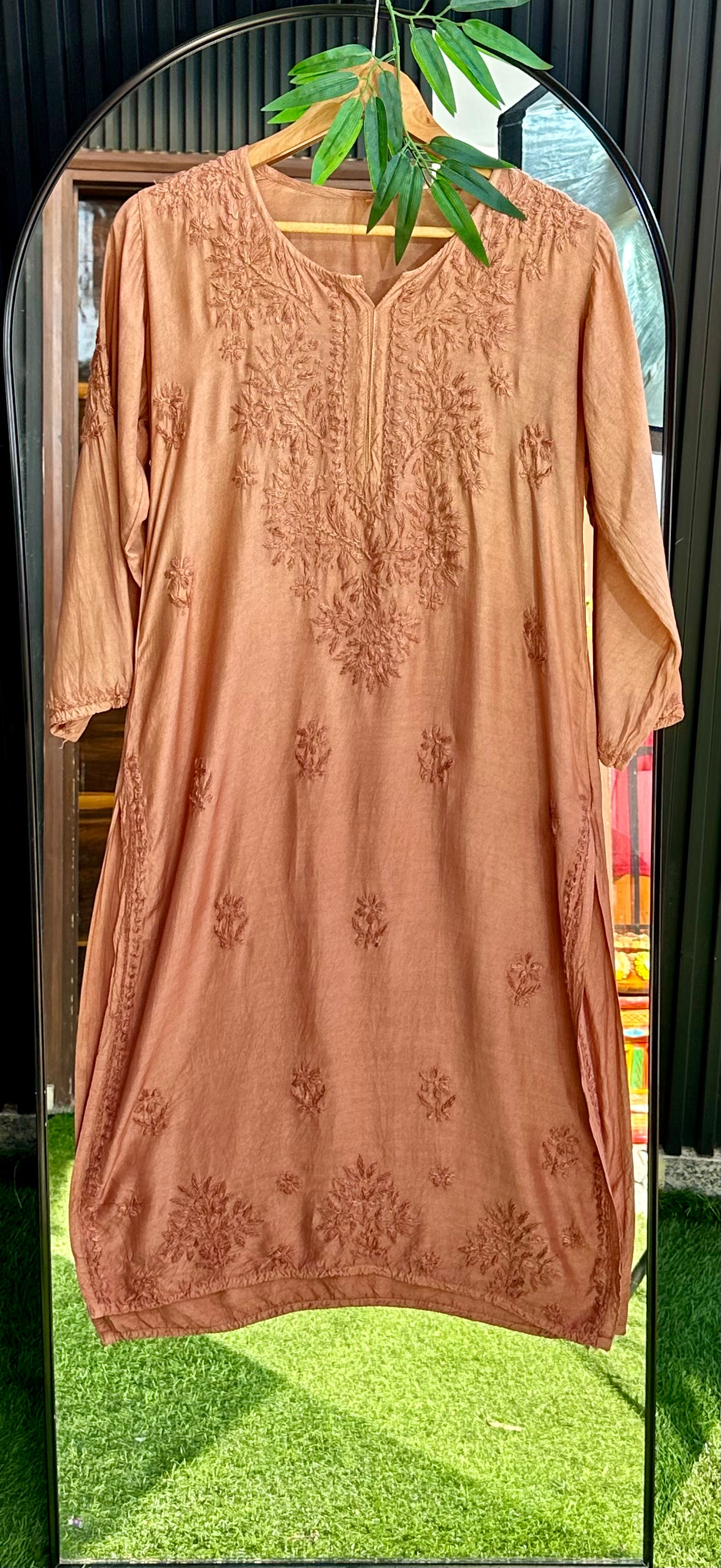 Chikankari Pure Modal Dual Shade Kurti