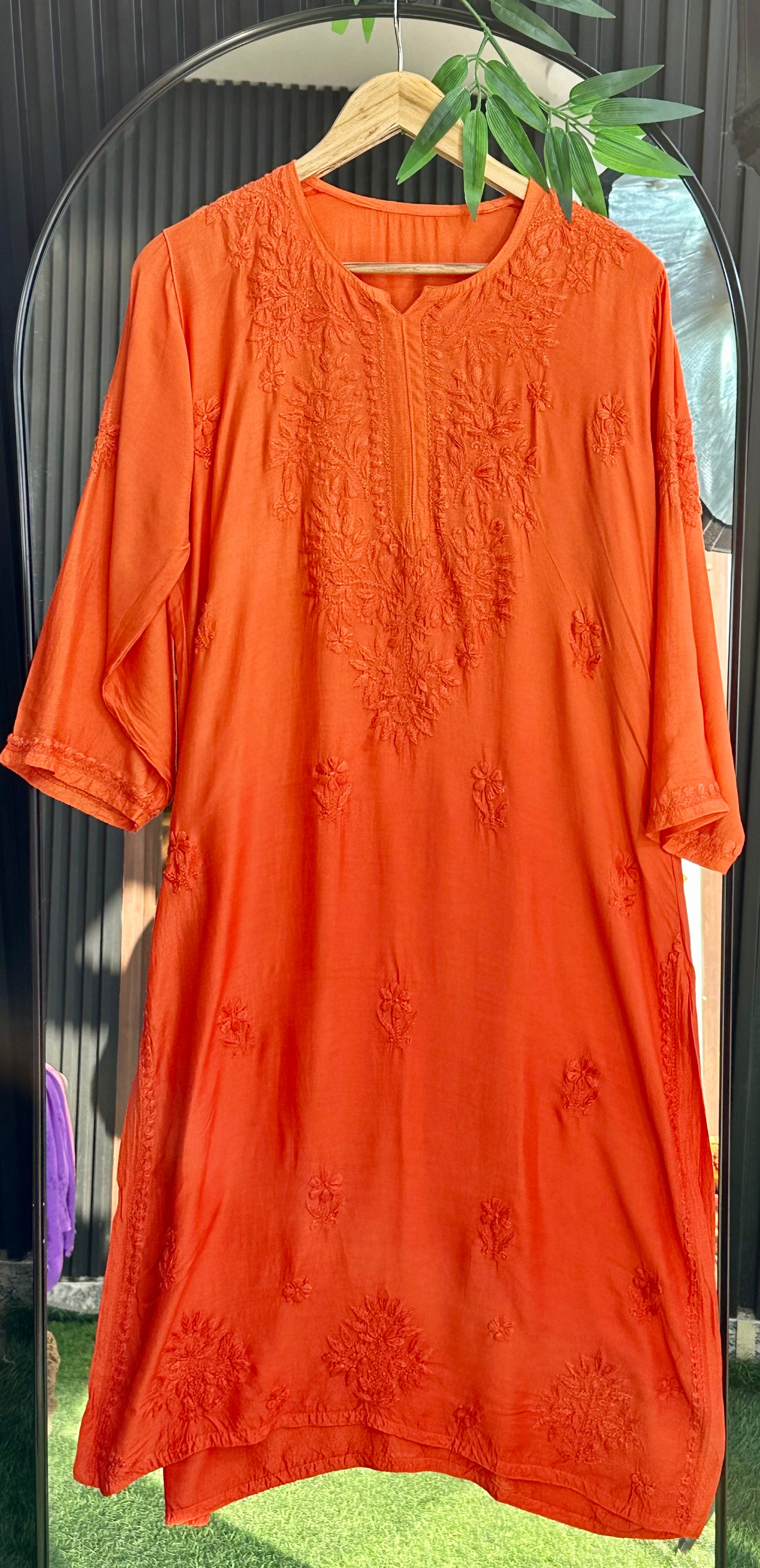 Chikankari Pure Modal Dual Shade Kurti