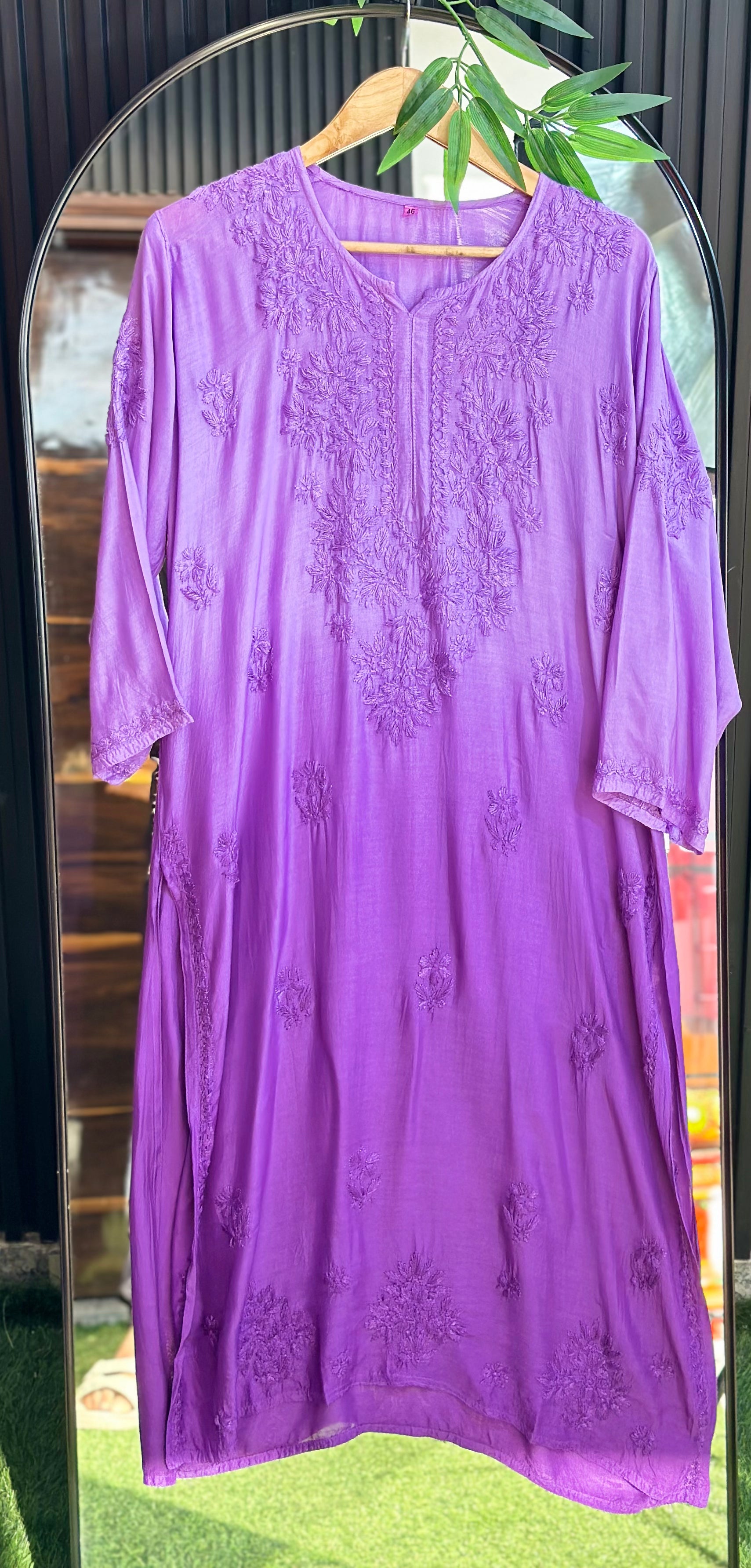 Chikankari Pure Modal Dual Shade Kurti