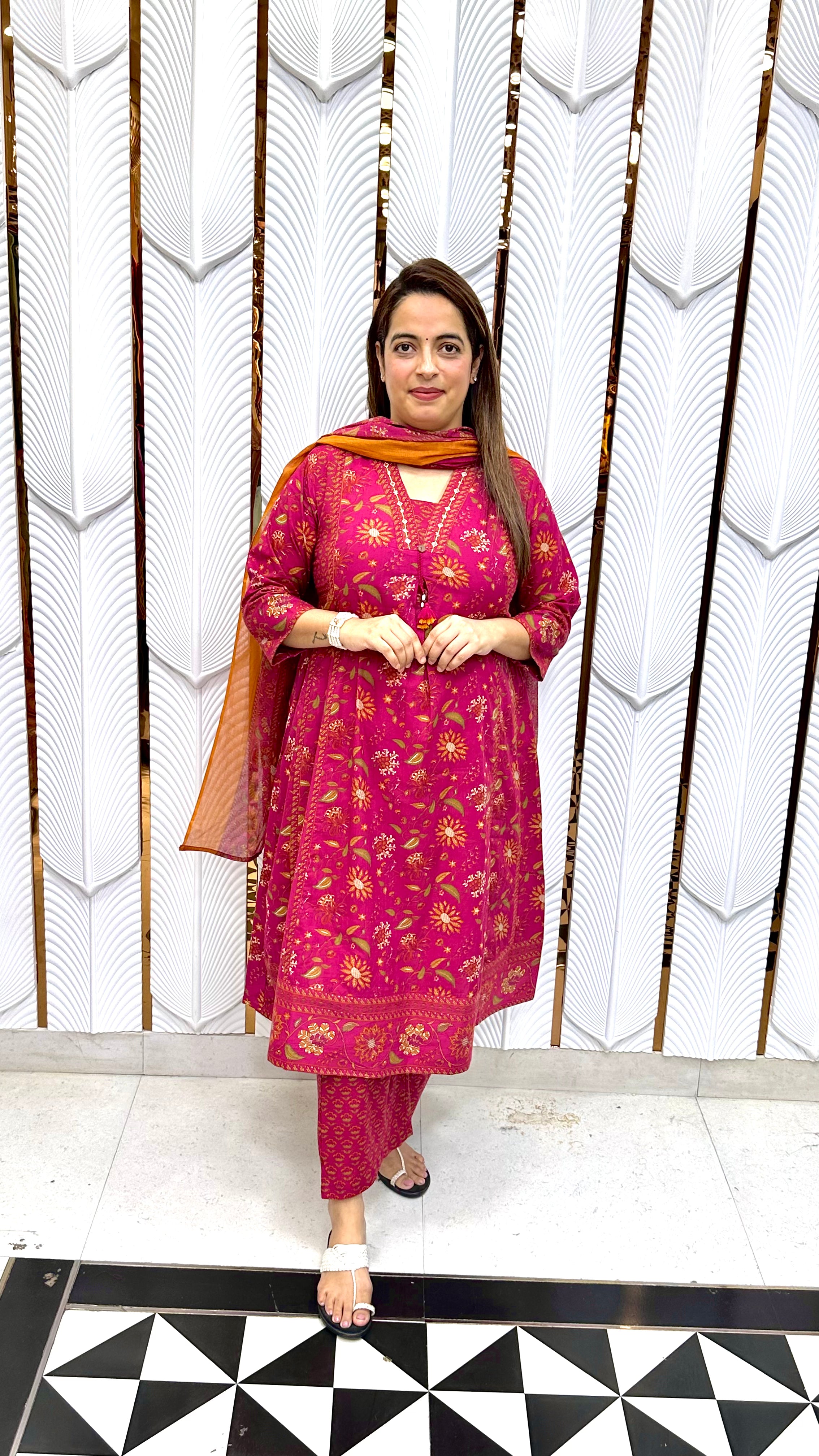 Pure Cotton Anarkali Suit with Mul Cotton Dupatta ✨