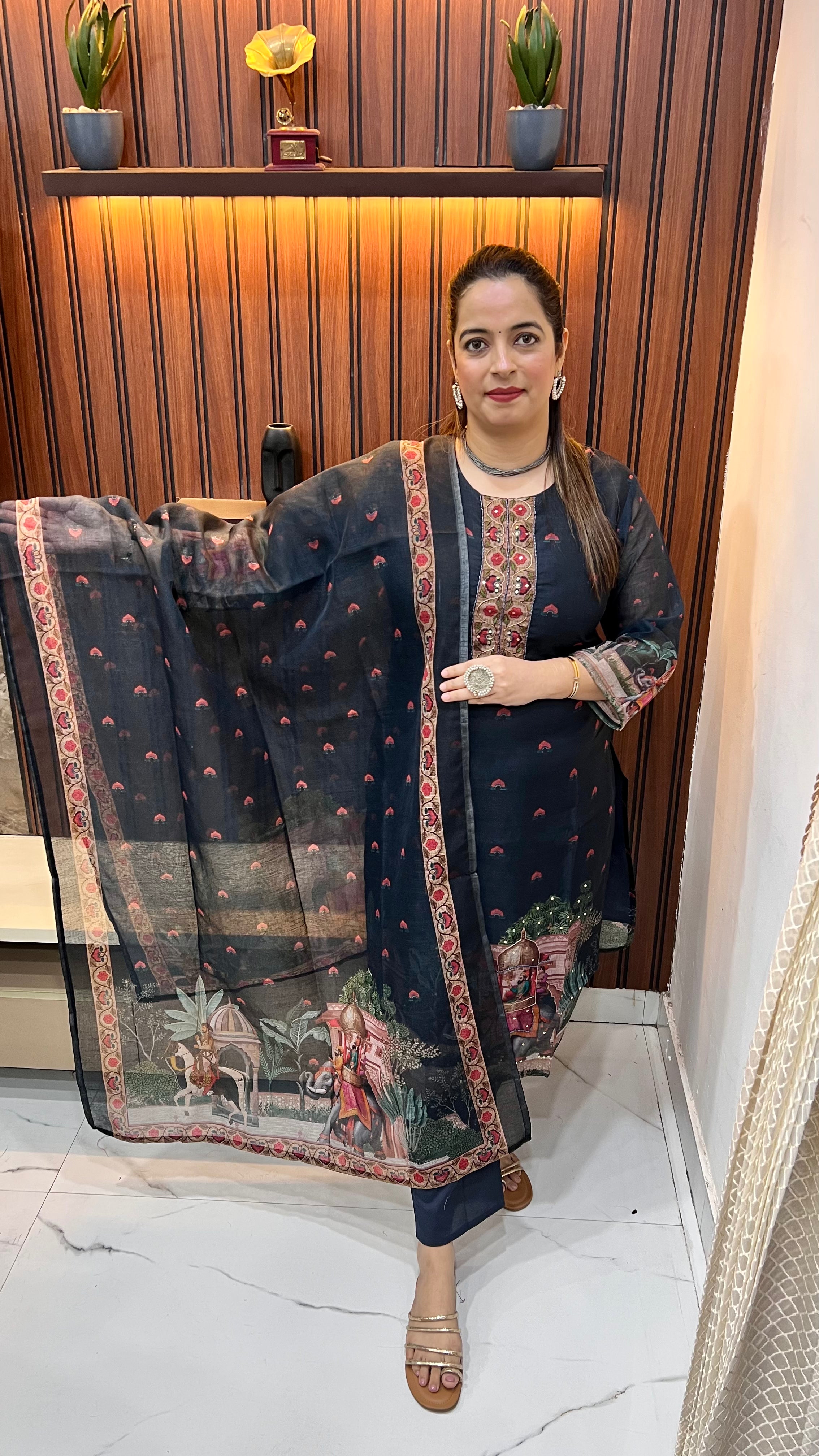 Kota Doria Digital Print Suit with Hand Embroidery ✨