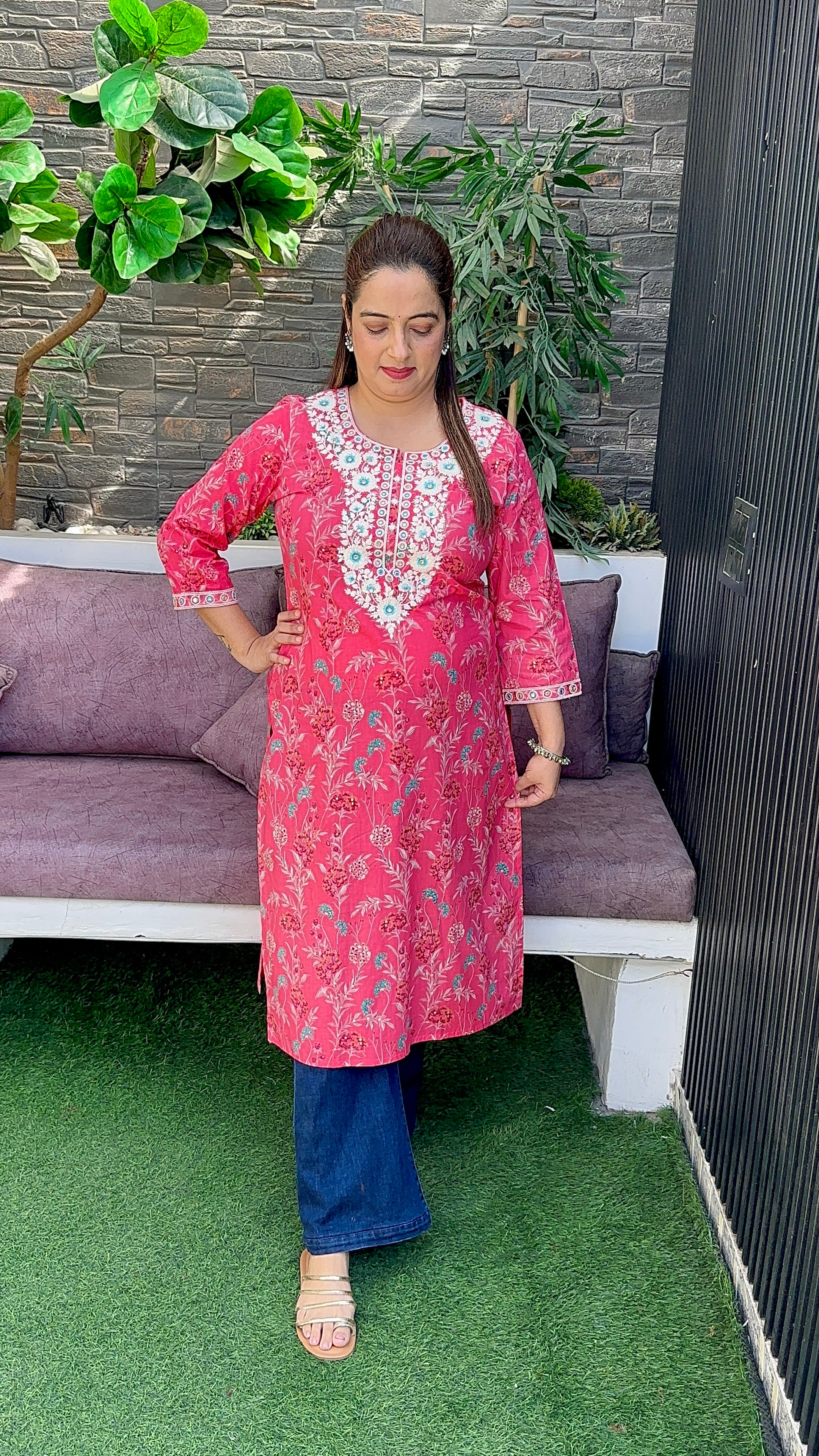 Pure Cotton Kurta with Thread Embroidery ✨