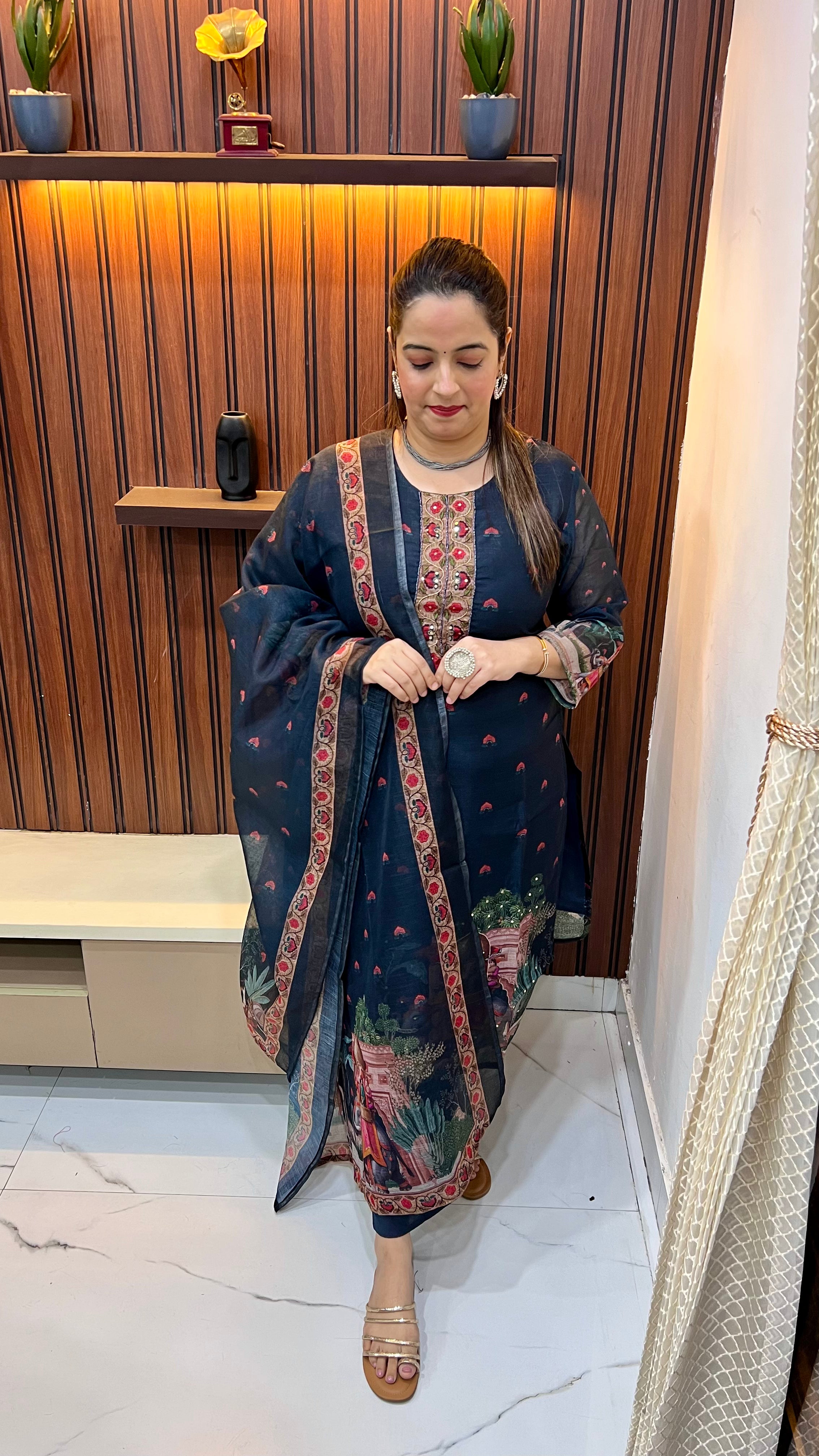 Kota Doria Digital Print Suit with Hand Embroidery ✨