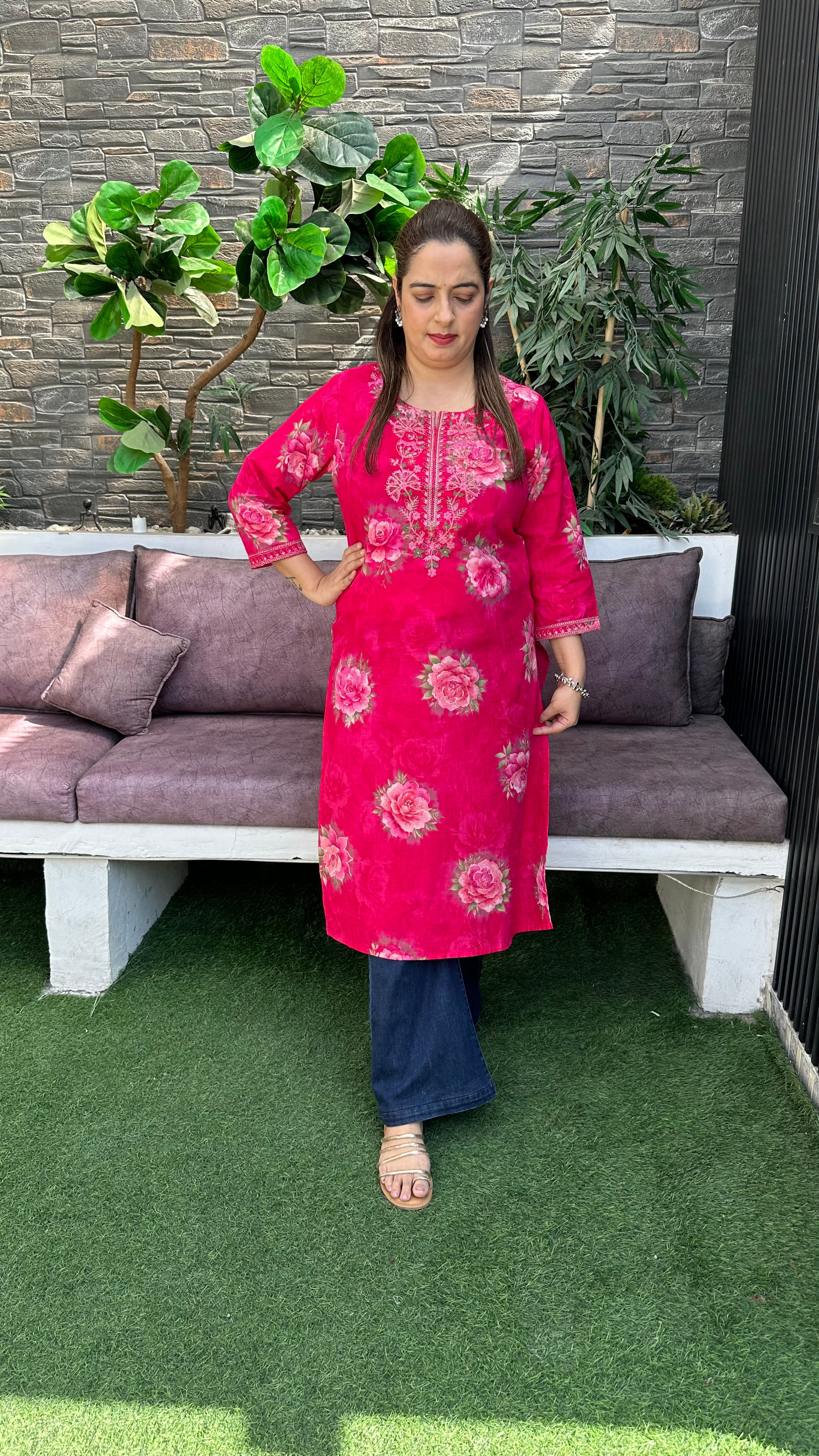 Pure Cotton Kurta with Thread Embroidery ✨