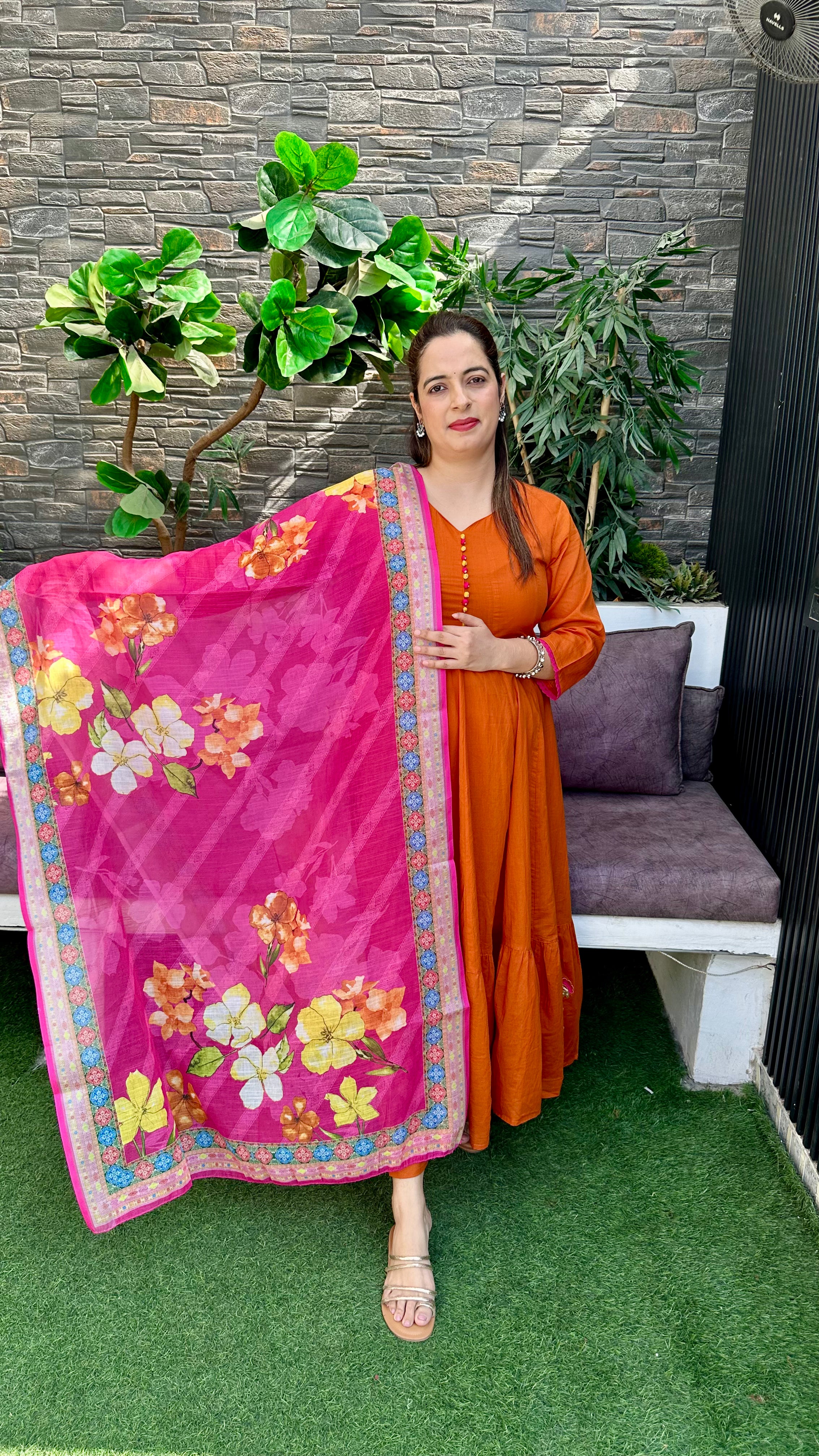 Mul Cotton Full Flair Anarkali Suit with Mul Chanderi Dupatta ✨